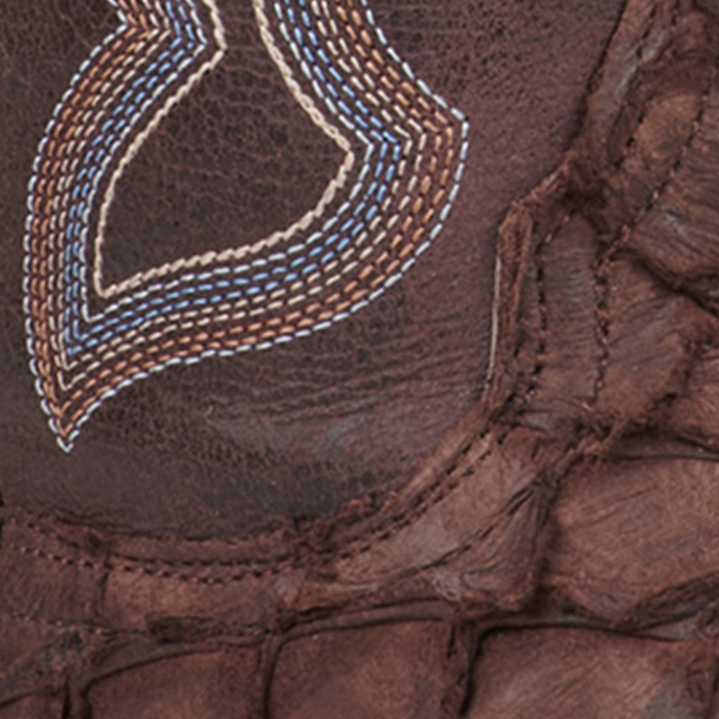 Cavender's Women's Cigar Brown Pirarucu and Chocolate Wide Square Toe Exotic Cowboy Boots - Image 1