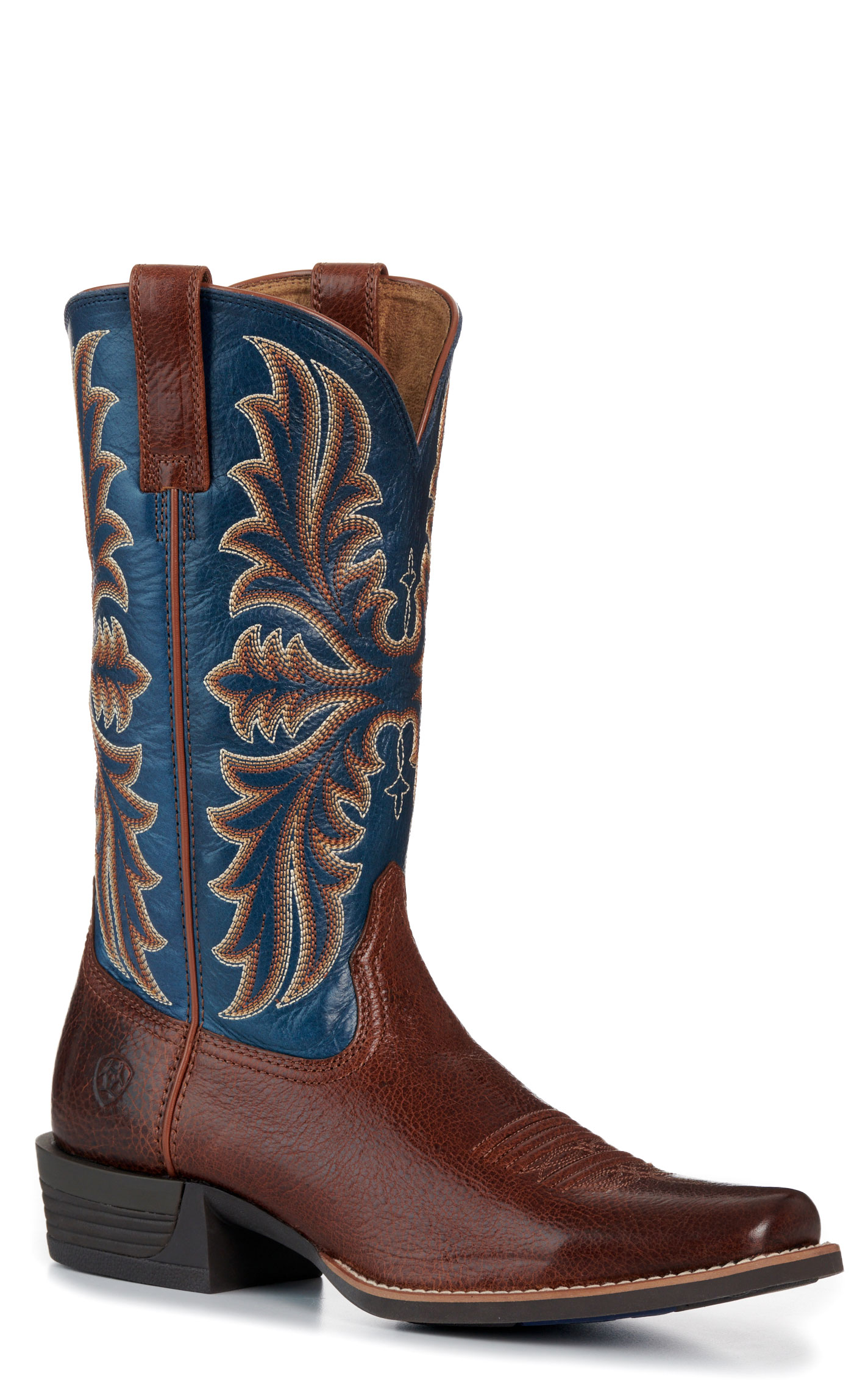 Ariat Men's Beasty Brown Pacific Blue Narrow Cutter Toe Cowboy Boots - Image 1