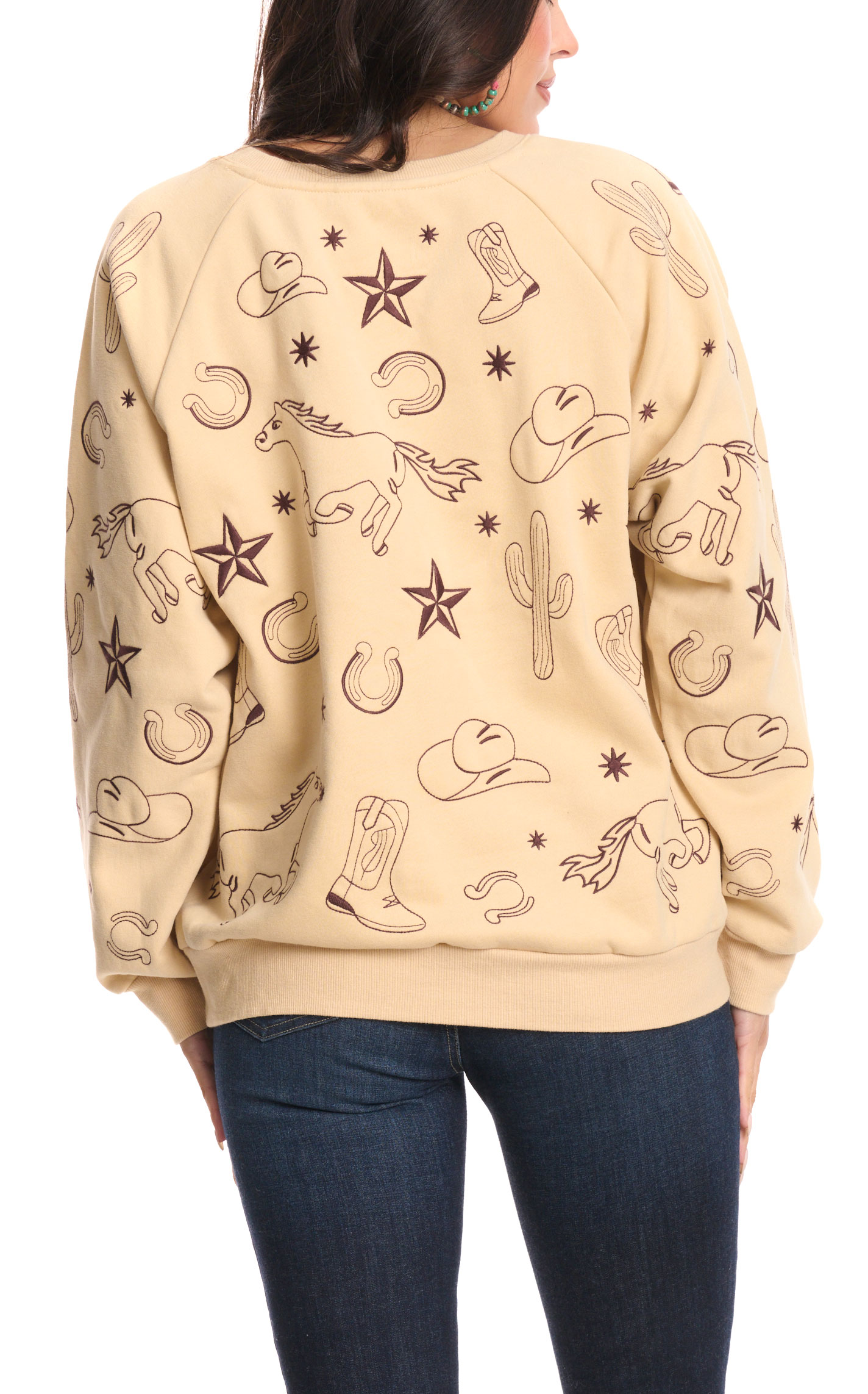 Blue B Women's Rich Latte & Chocolate Western Embroidered Pullover - Image 1