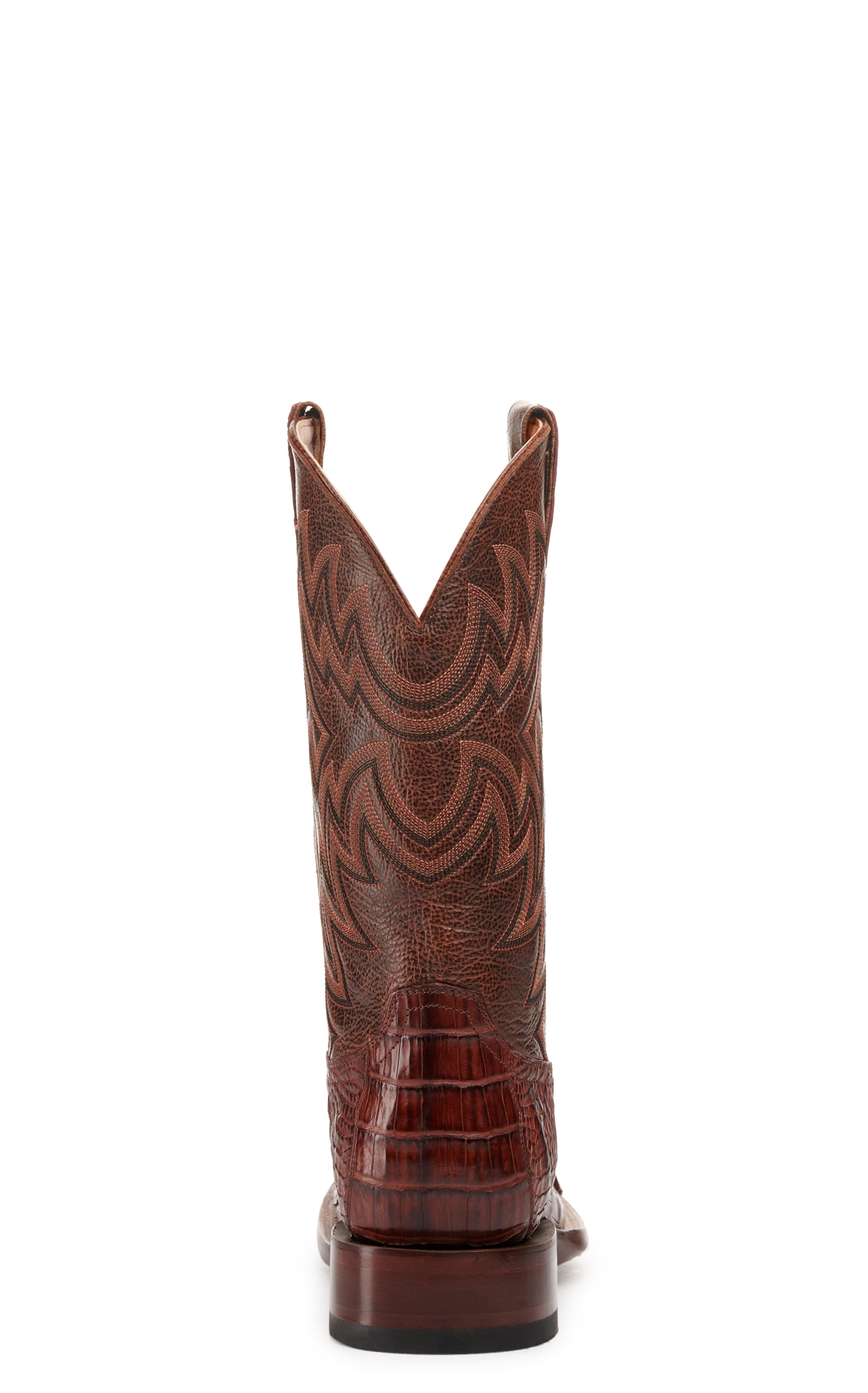 Cavender's Men's Cognac and Brandy Caiman Tail Wide Square Toe Exotic Cowboy Boot - Image 1
