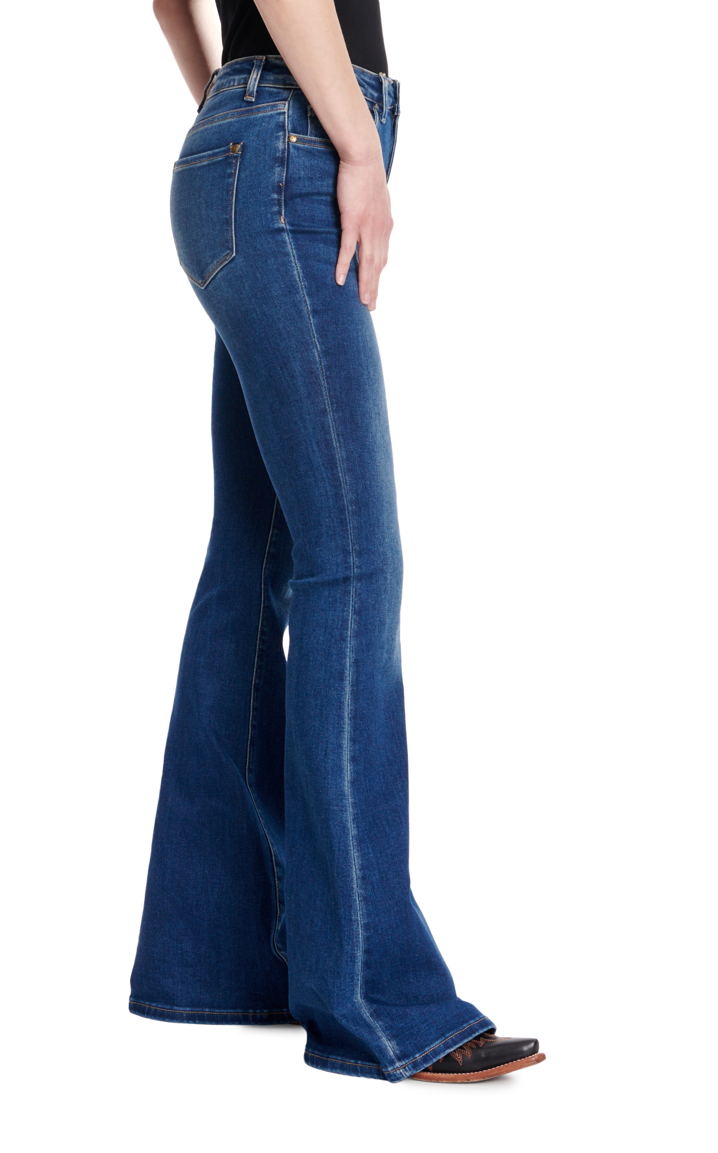 Rockin' C Women's Dark Wash High Rise Basic Flare Leg Jeans - Image 1