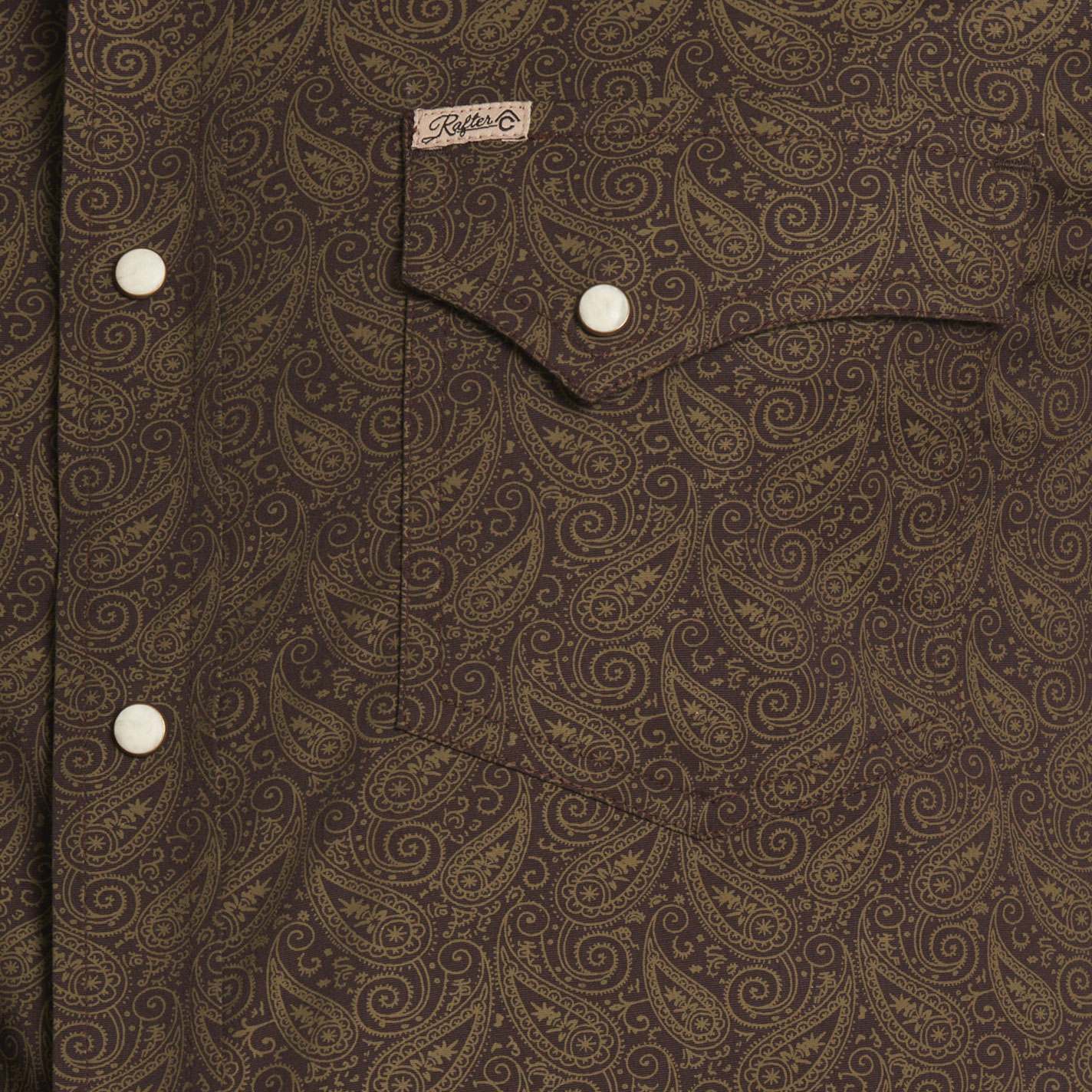 Rafter C Men's Dark Brown & Tan Paisley Print Western Shirt - Image 1