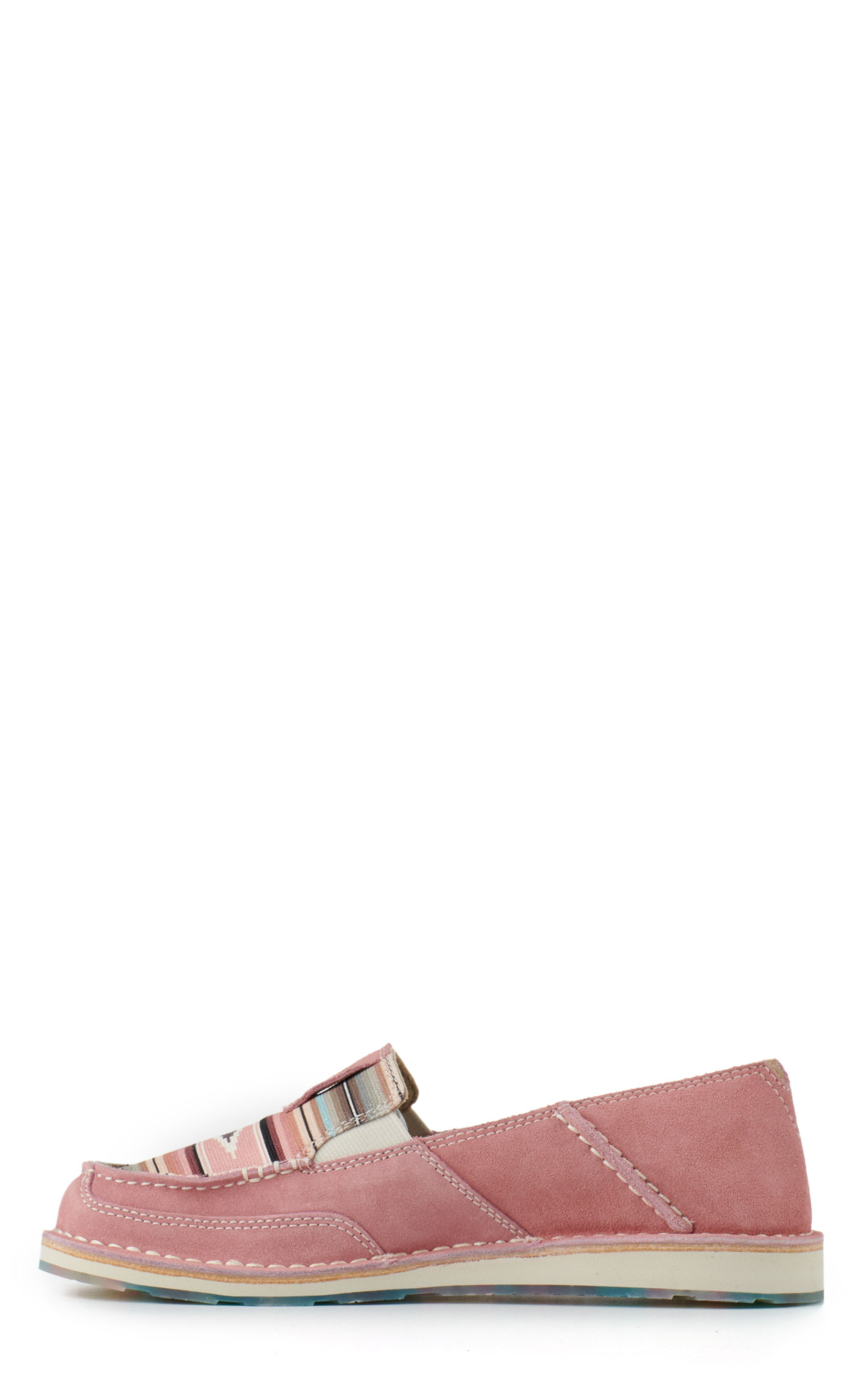 Ariat Ladies Cruiser Pink Suede and Serape Moc Toe Casual Shoes - Image 1