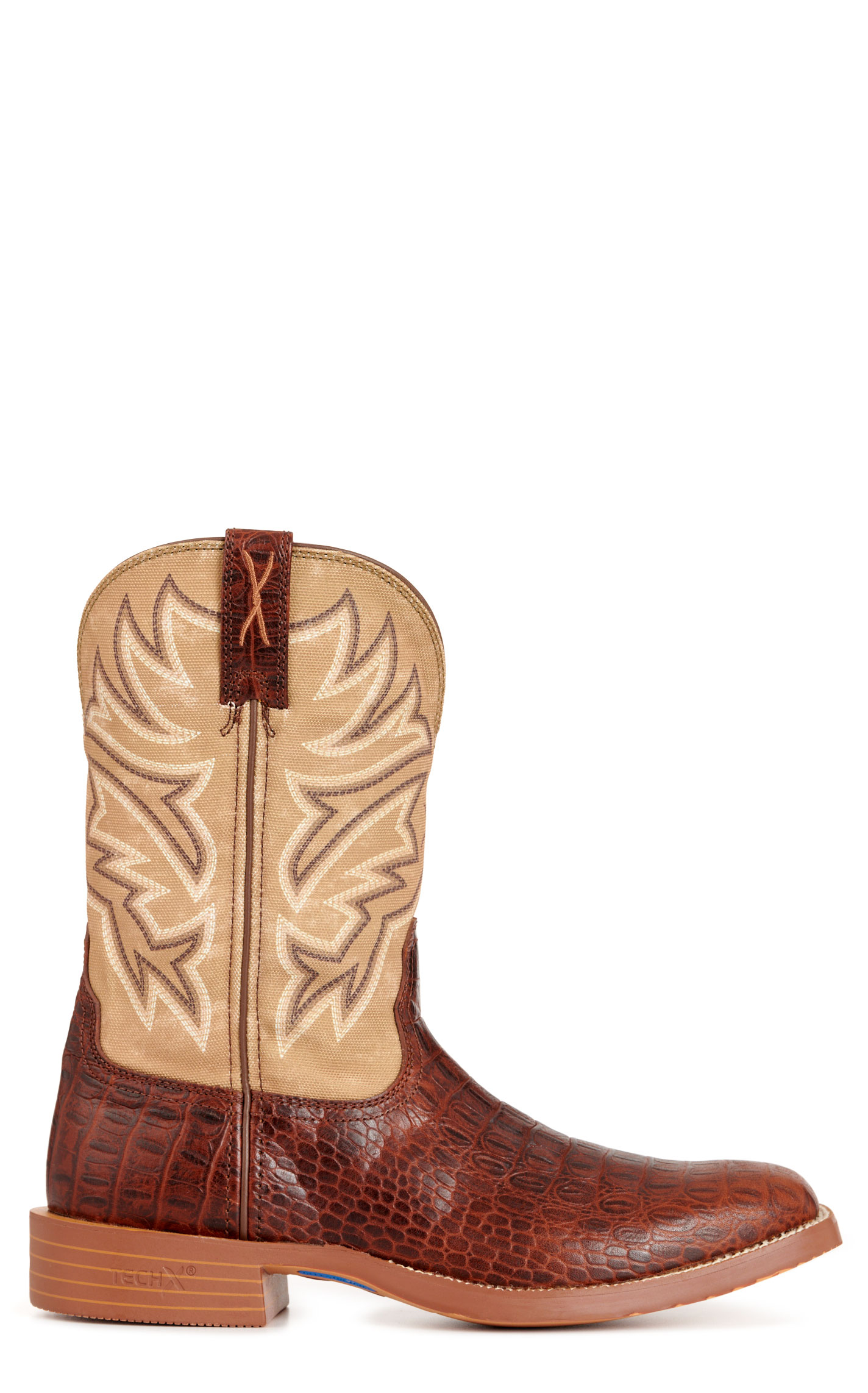 Twisted X Men's Tech X Ginger Caiman Print and Pearl Wide Square Toe Cowboy Boots - Image 1
