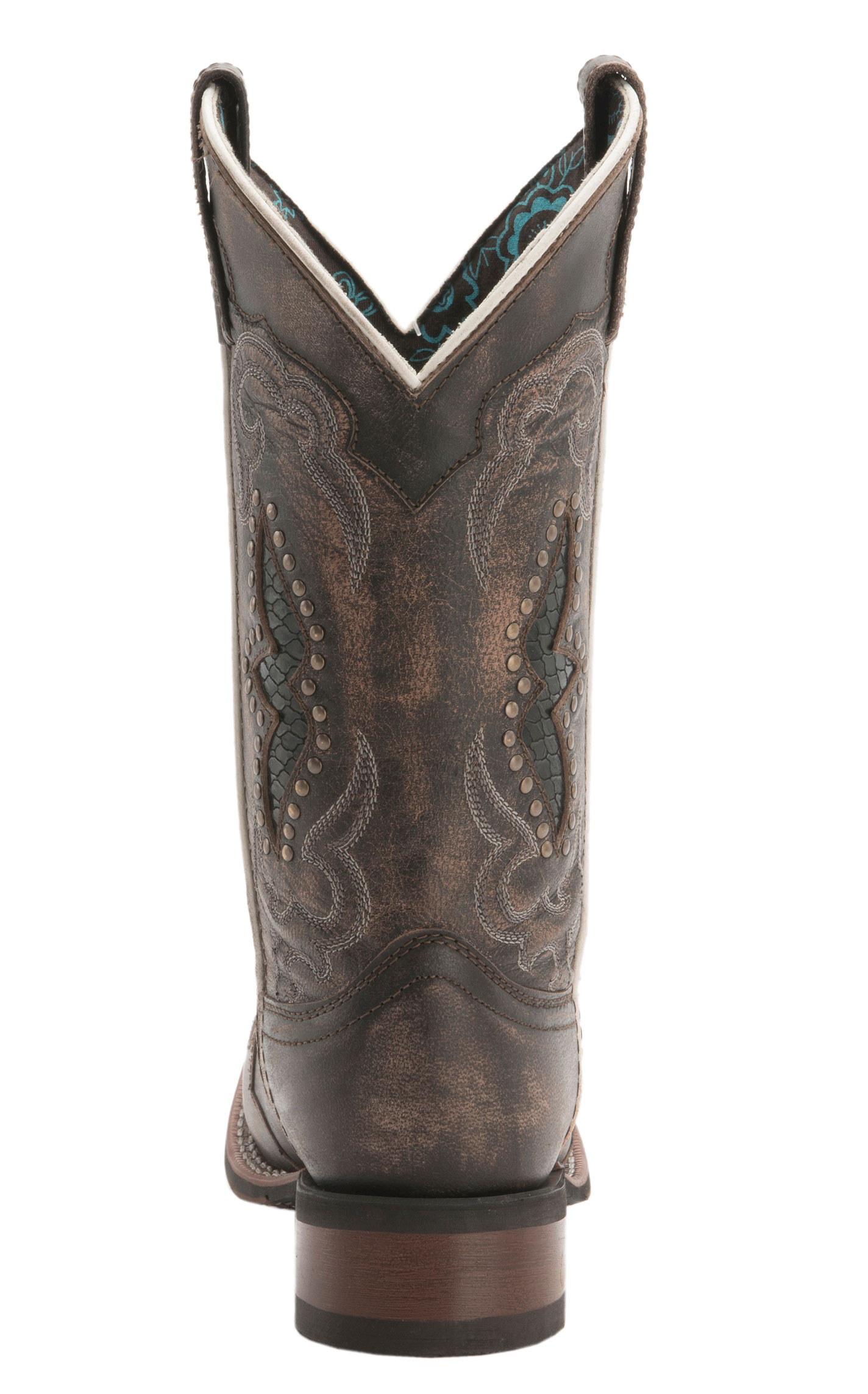 Laredo Women's Sanded Black with Underlay & Studs Square Toe Cowboy Boots - Image 1