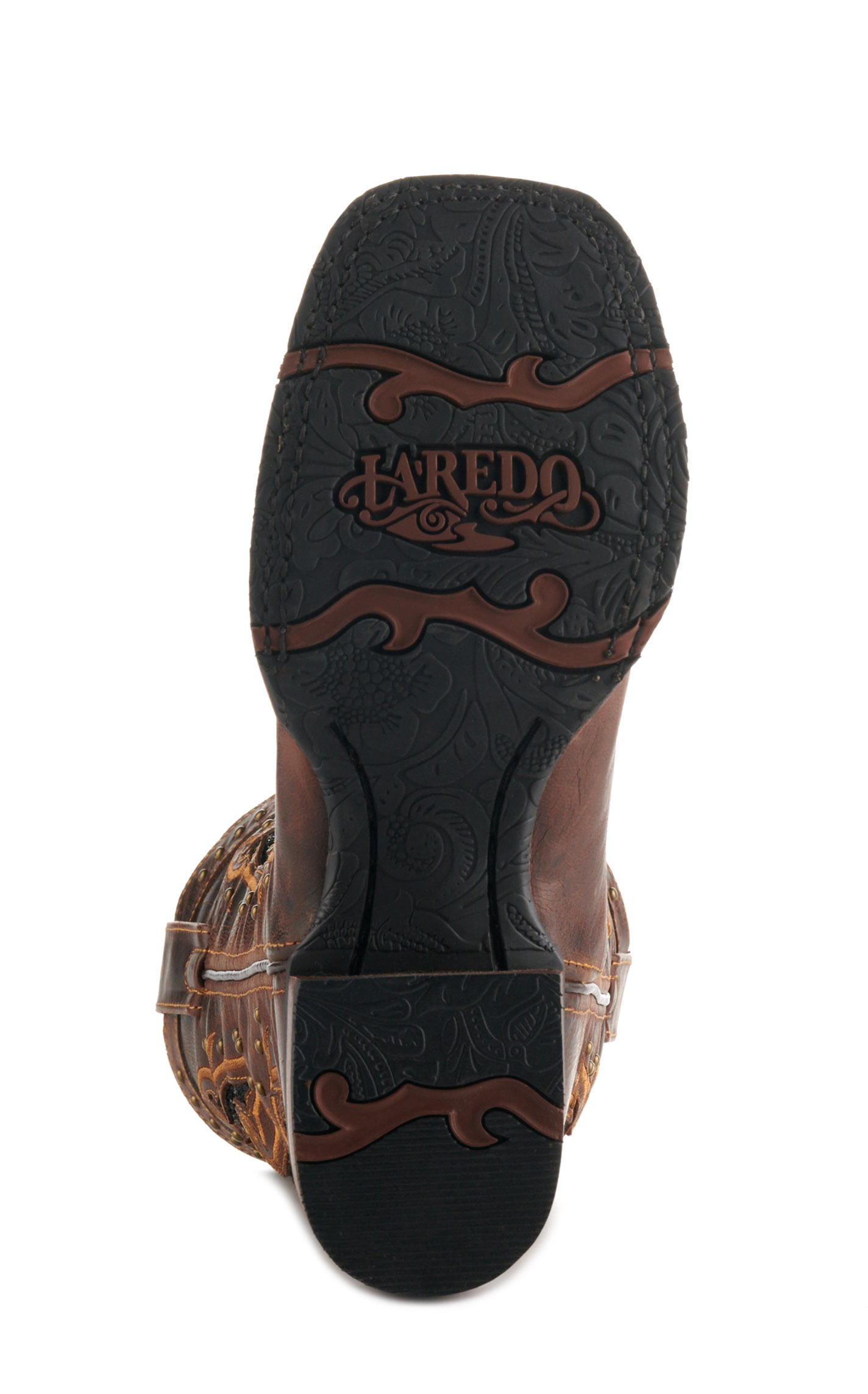Laredo Women's Lockhart Brown with Black Glitter Inlay Square Toe Cowboy Boots - Image 1