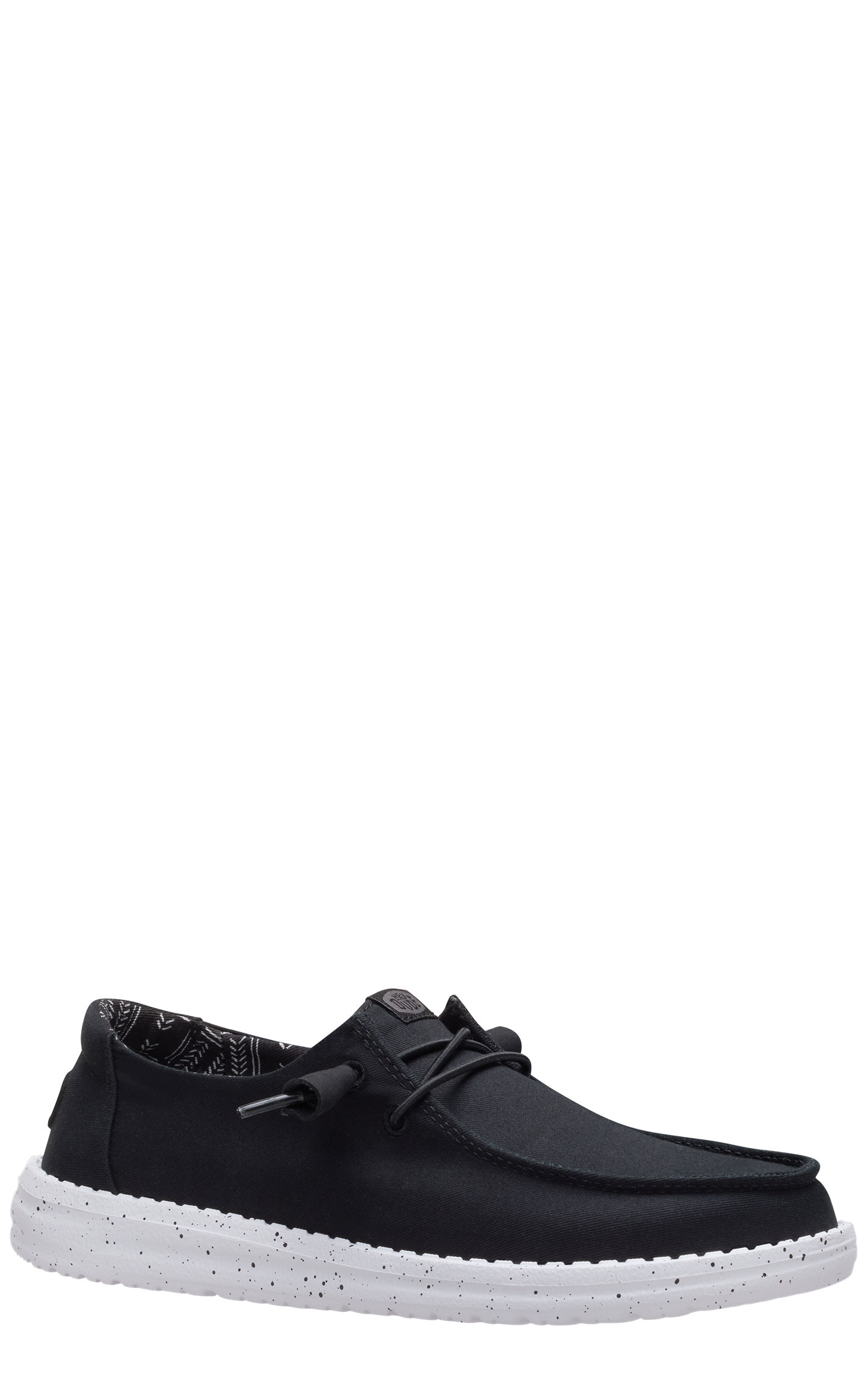 Hey Dude Women's Wendy Stretch Canvas Black Lace Moc Toe Shoes - Image 1