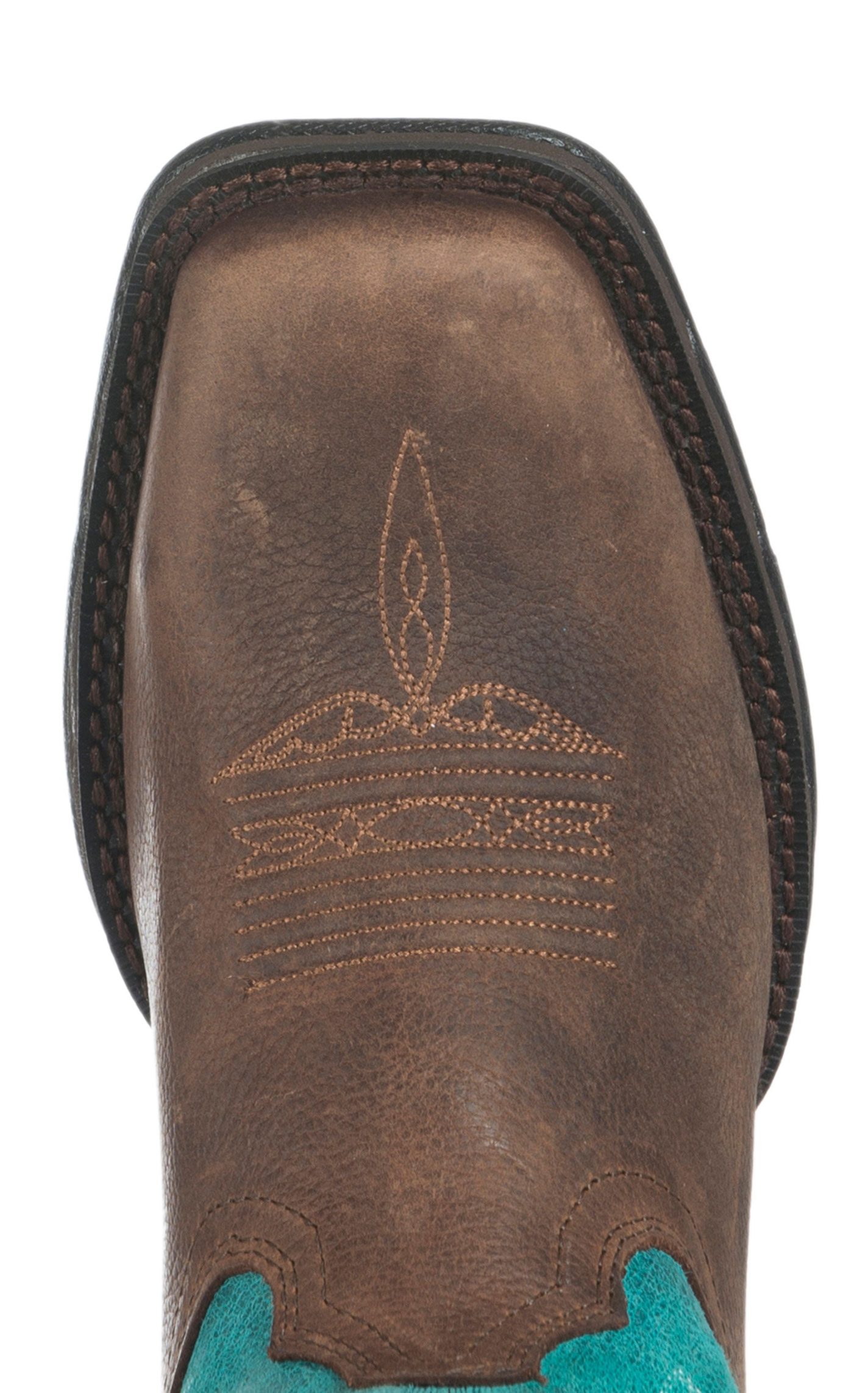 Durango Women's Lady Rebel Brown and Turquoise Square Steel Toe Work Boot - Image 1