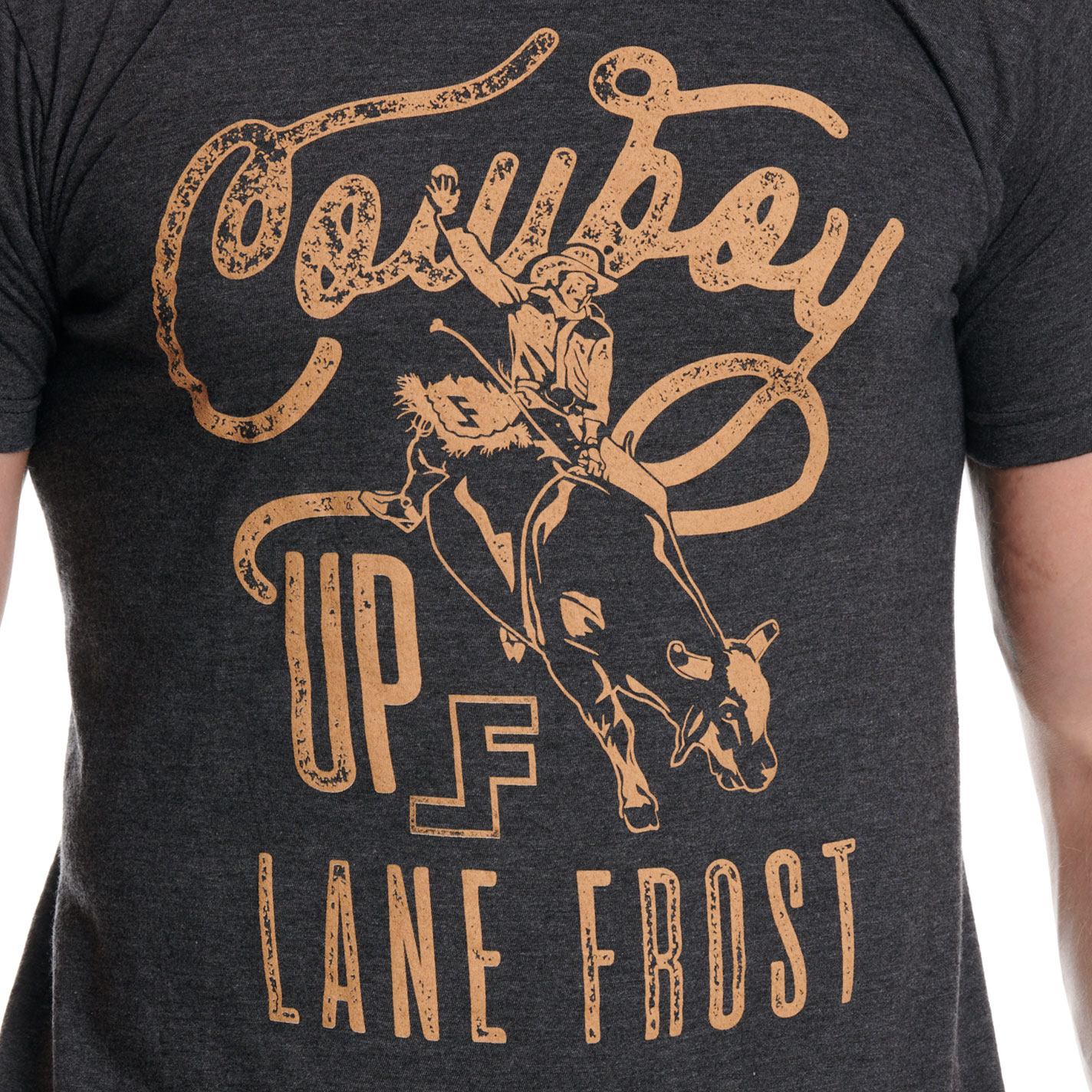 Lane Frost Men's Brown Cowboy Up Graphic T-Shirt - Image 1