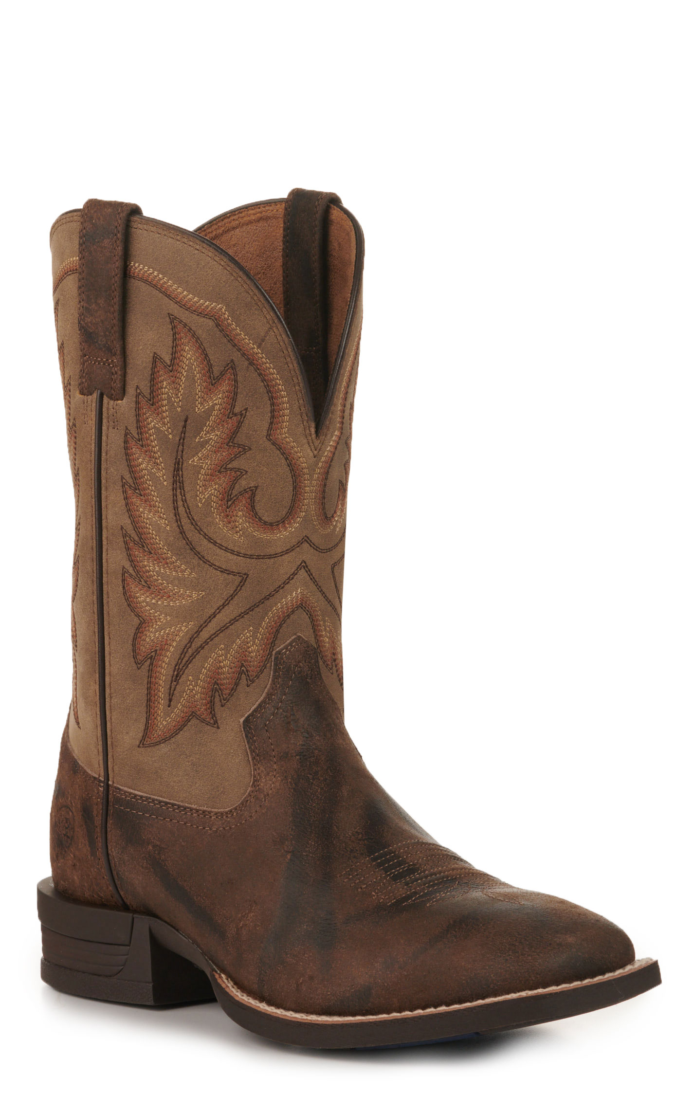 Ariat Men's Wilder Brown & Antique Gray Shock Shield Wide Square Toe Cowboy Boots - Image 1