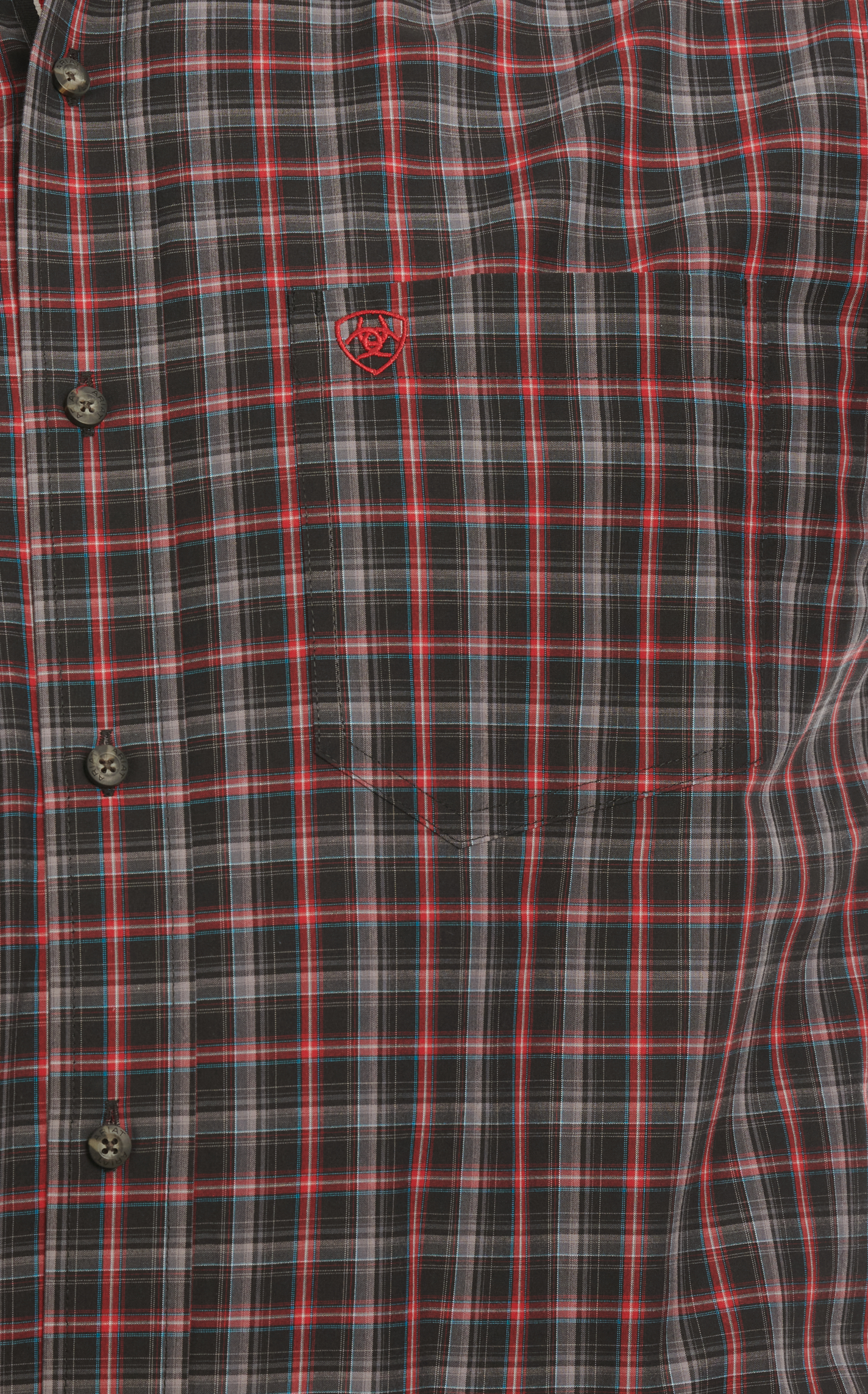 Ariat Pro Men's Jax Black & Red Plaid Western Shirt - Image 1