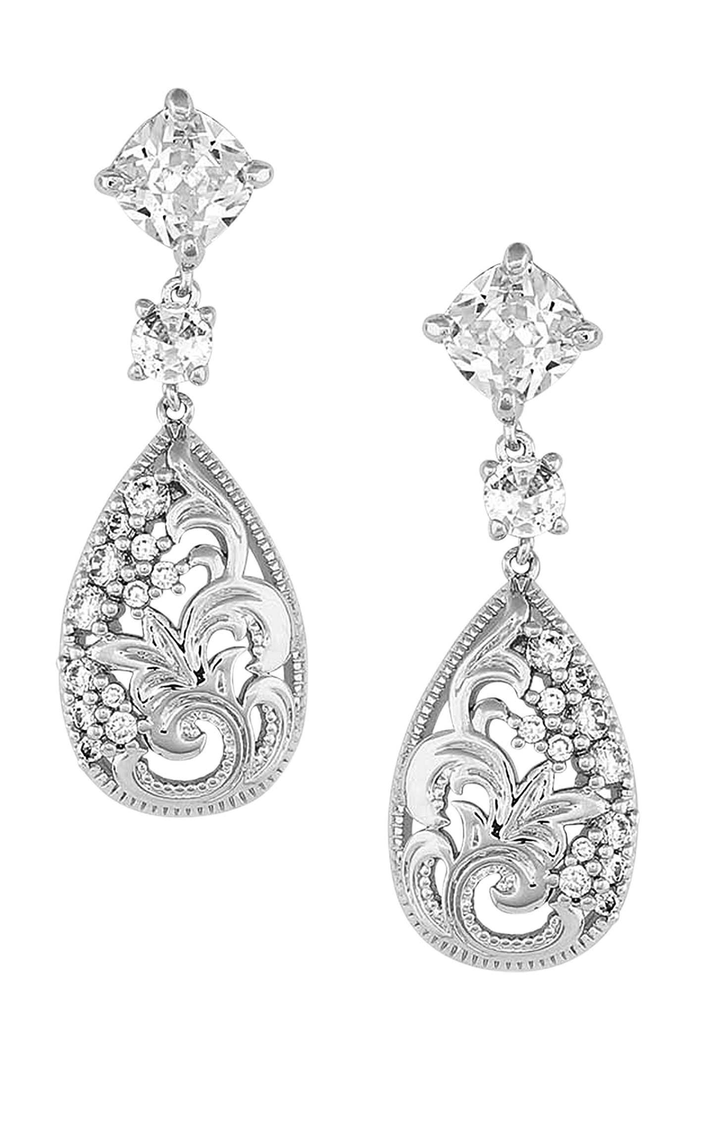 Montana Silversmiths Sliver and Diamond Cut Crystals Etched Moonlight Earrings - Image 1