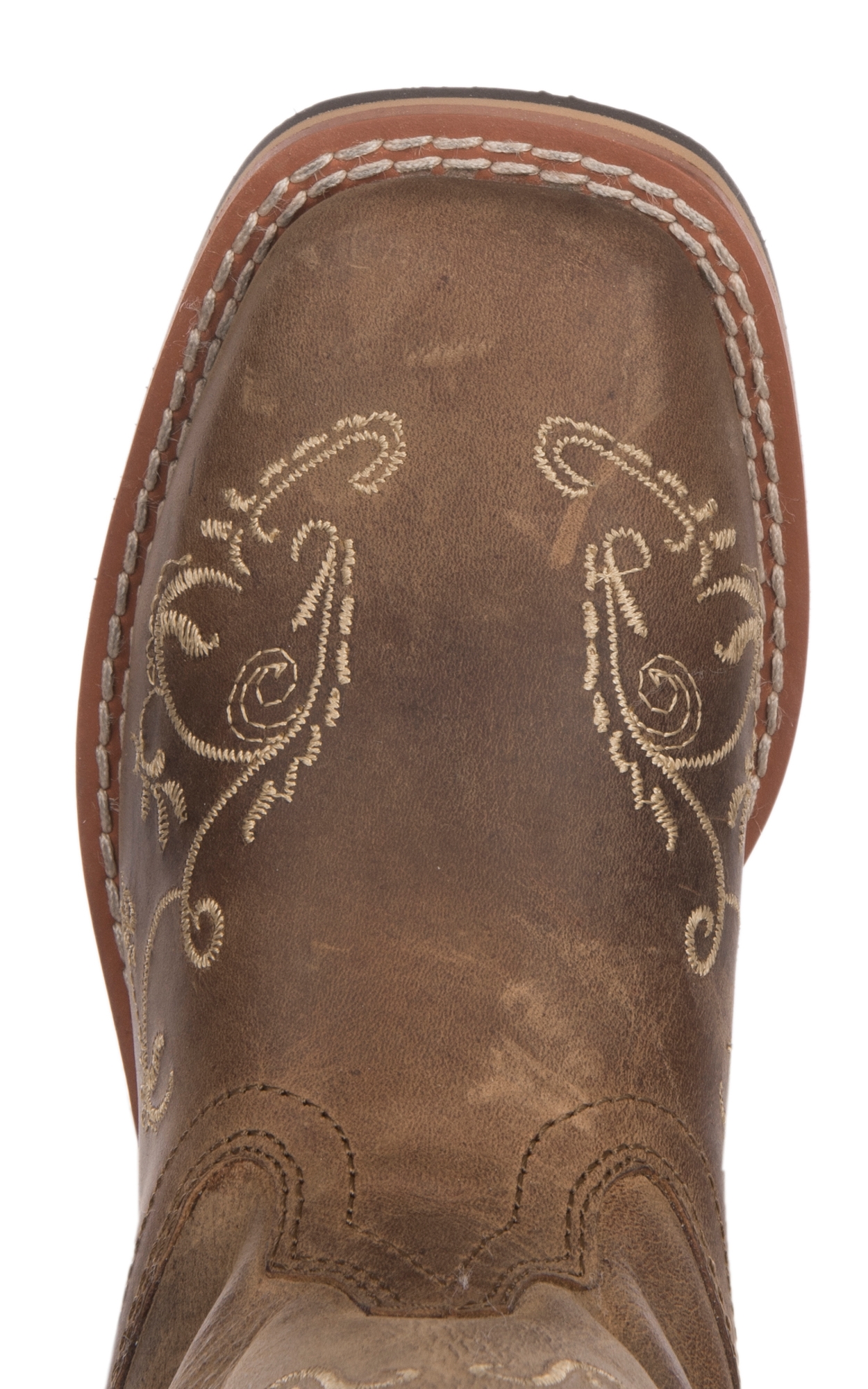 Smoky Mountain Youth Waxy Brown with Floral Embroidery Square Toe Cowboy Boot - Image 1