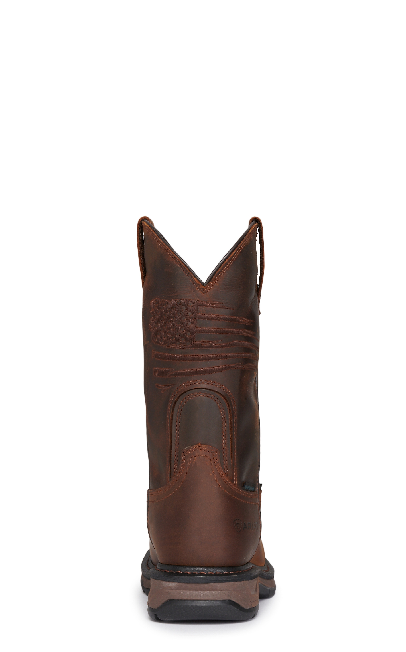 Ariat Men's WorkHog XT Patriot Distressed Brown Embroidered Flag Waterproof Square Carbon Toe Work Boot - Image 1