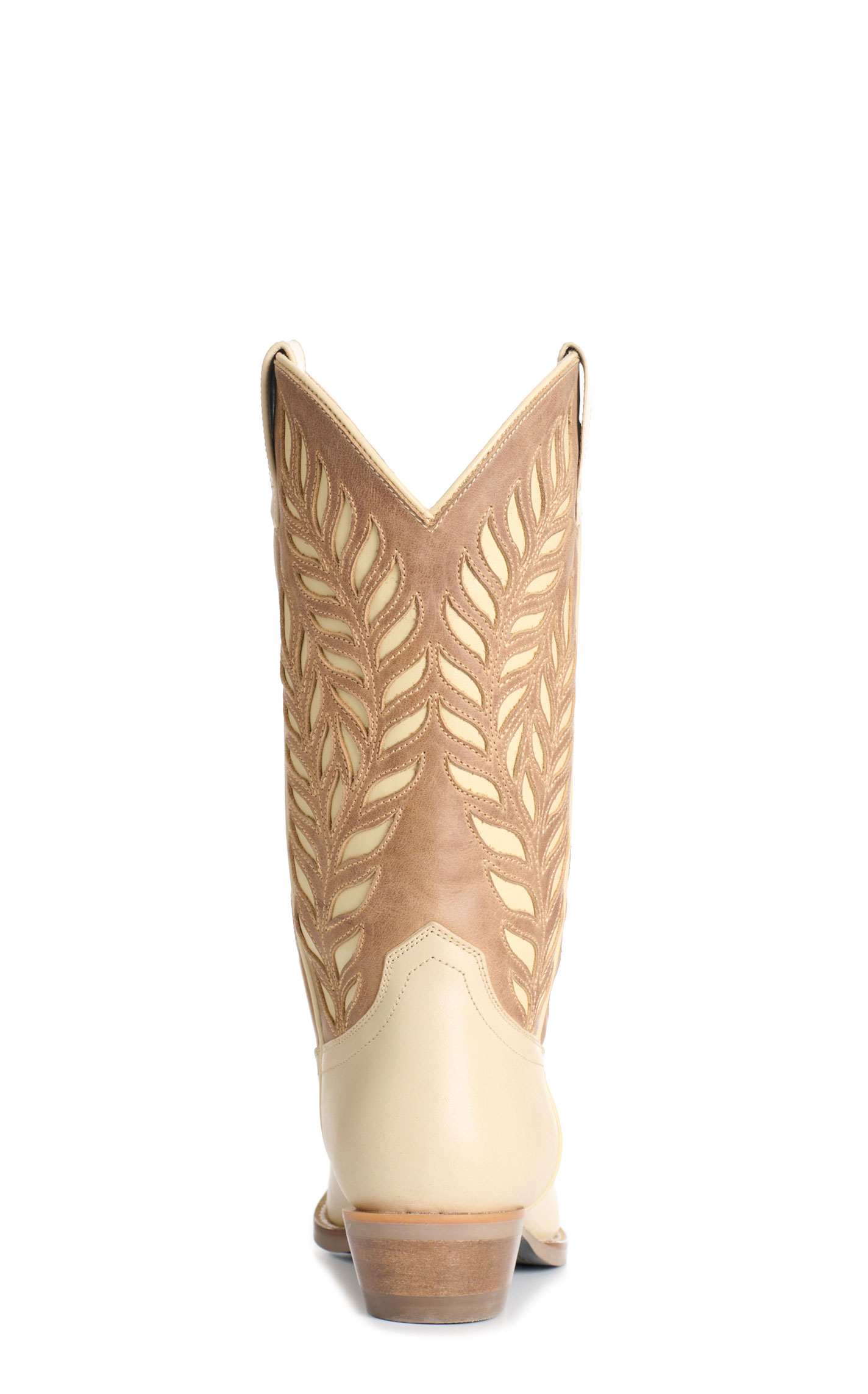 Rockin' C Women's Cream & Sand Botanical Inlay Snip Toe Cowboy Boots - Image 1