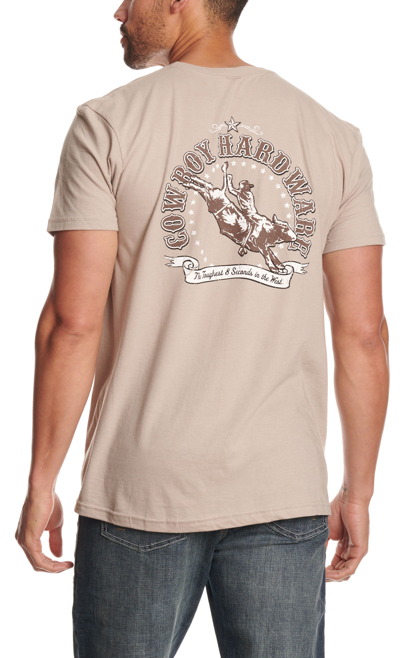 Cowboy Hardware Men's Toughest 8 Seconds Sand Graphic T-Shirt - Image 2