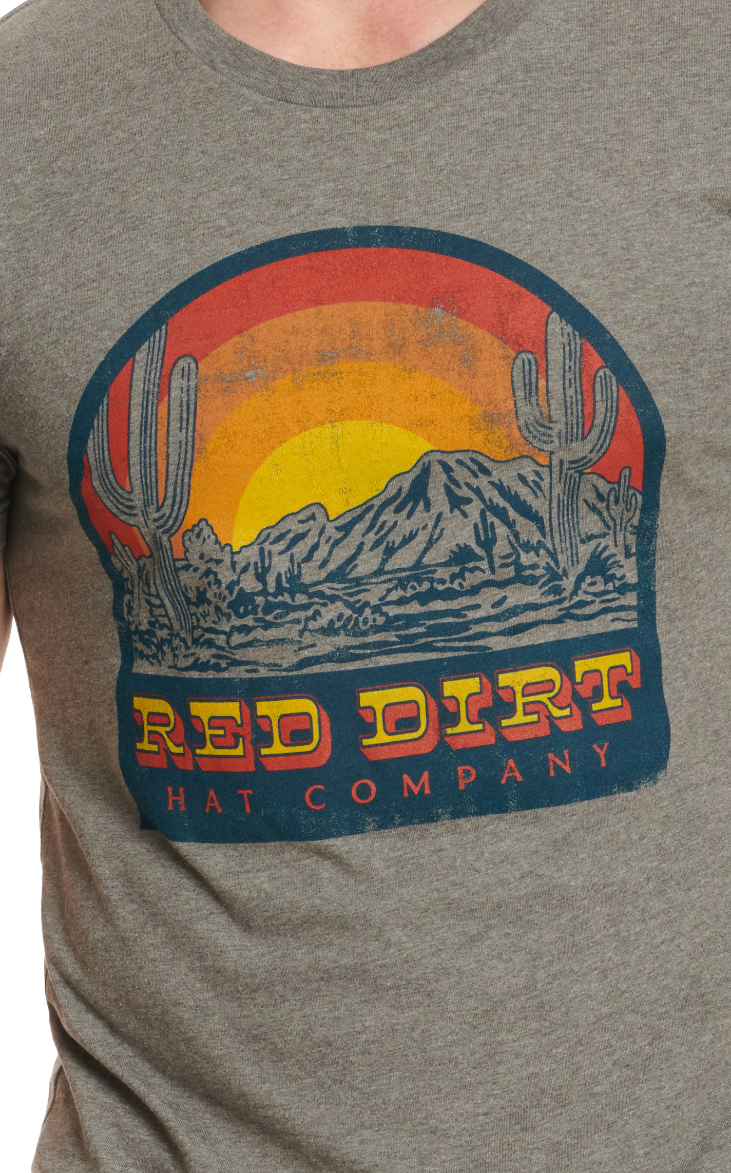 Red Dirt Hat Co. Men's Gray Desert Sunset Logo Graphic T-Shirt - Image 1