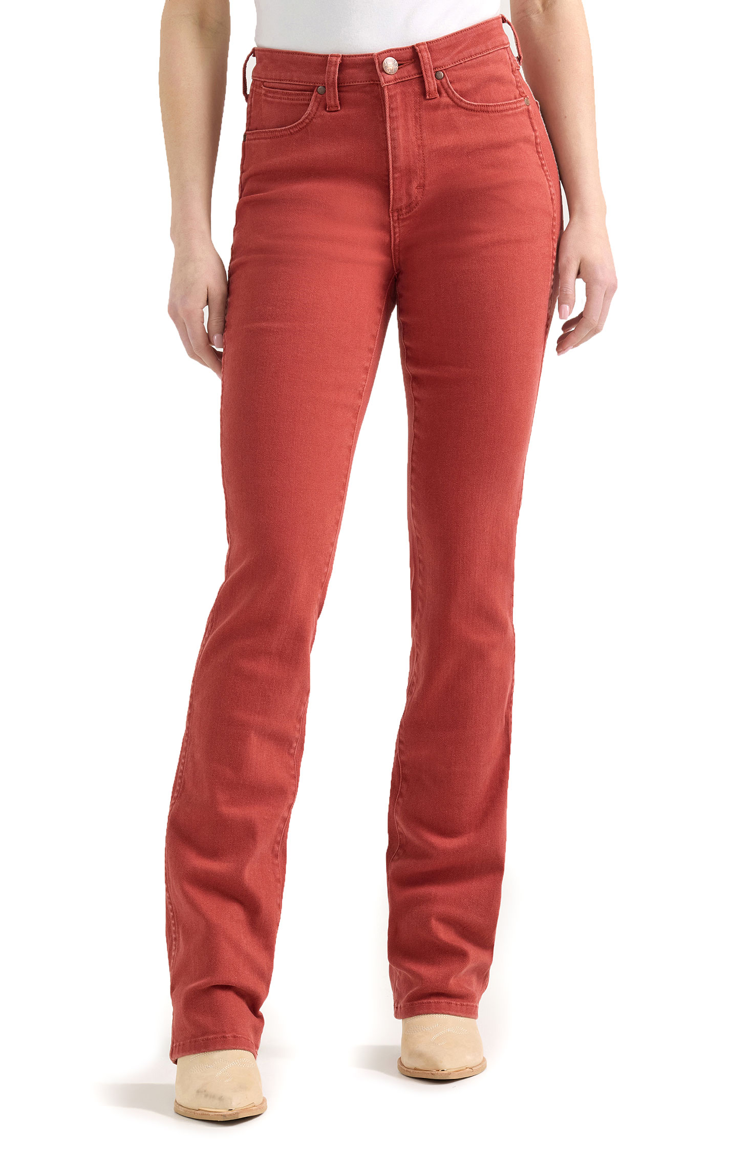 Wrangler Retro Women's Bailey Nova Rust-Red Boot Cut Jeans - Image 1