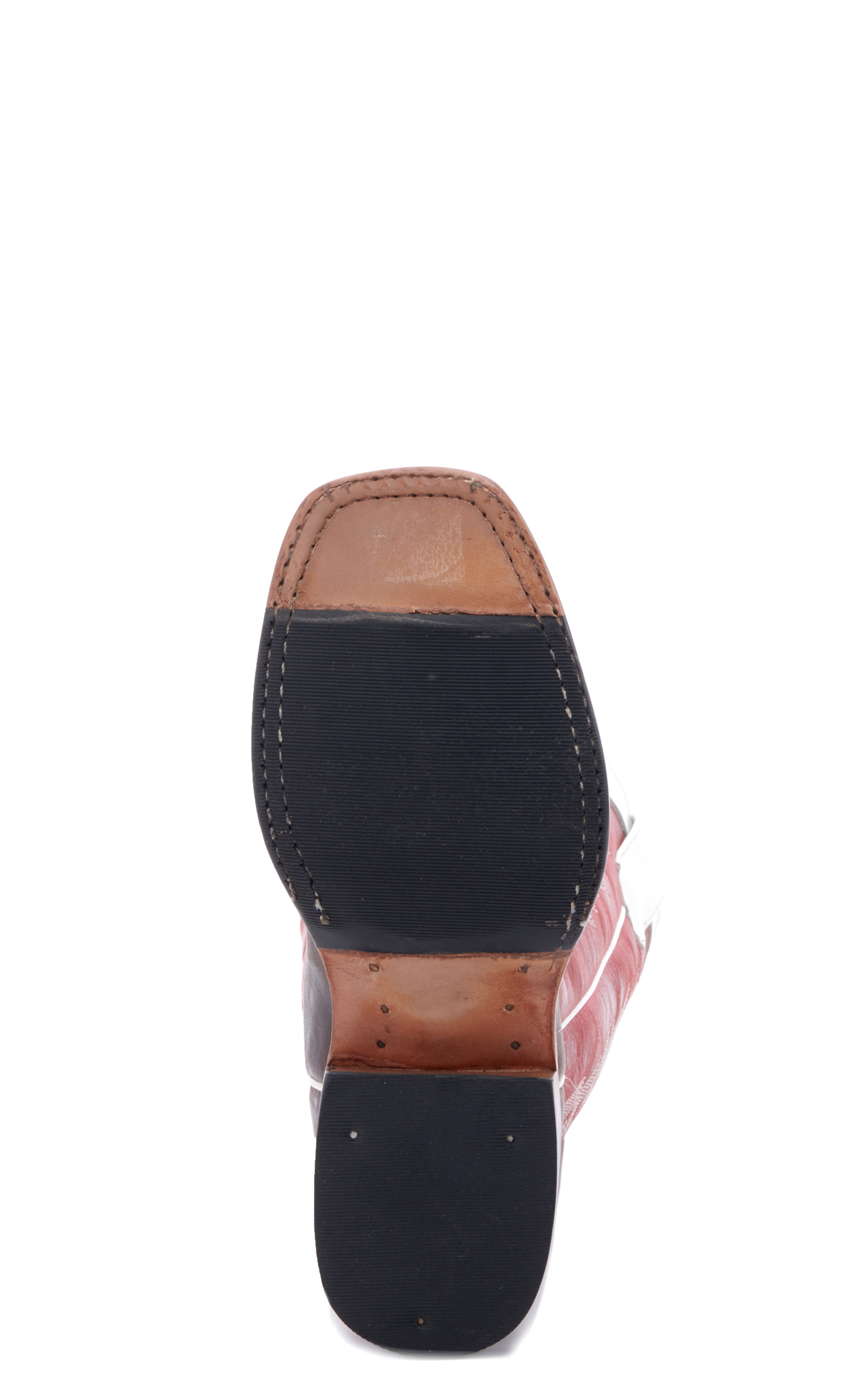 Anderson Bean Youth Brown and Red Square Toe  Tall Cowboy Boots - Image 1