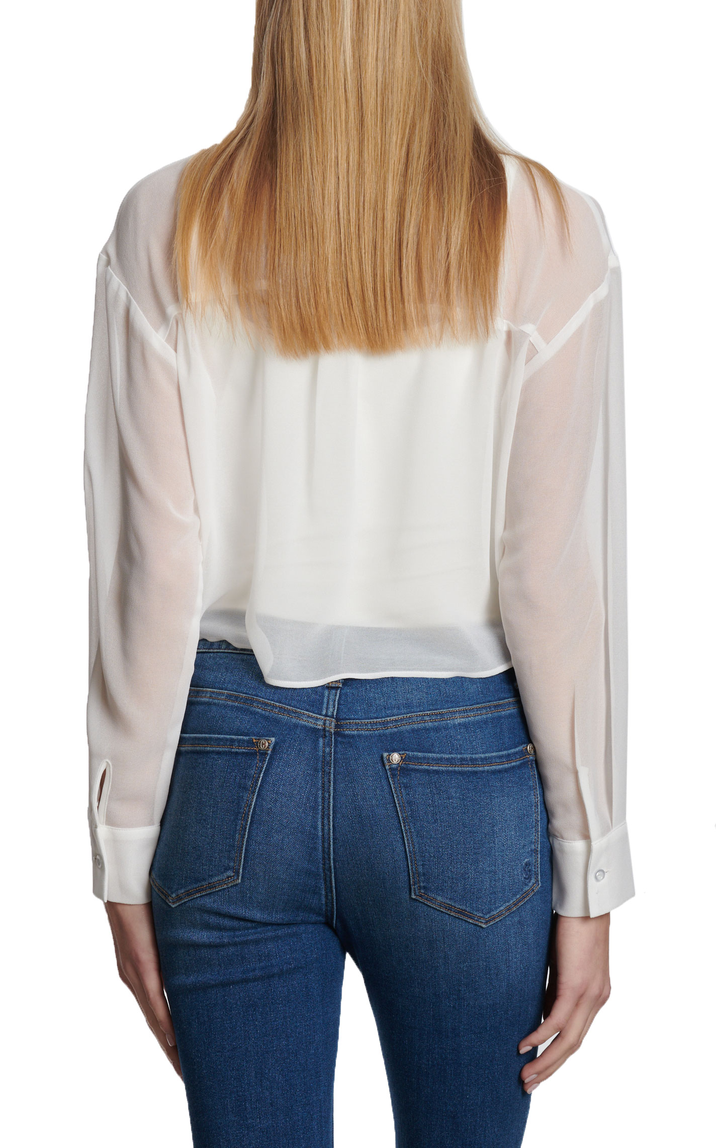 Rockin' C Women's Ivory Sheer Fringe Top - Image 1