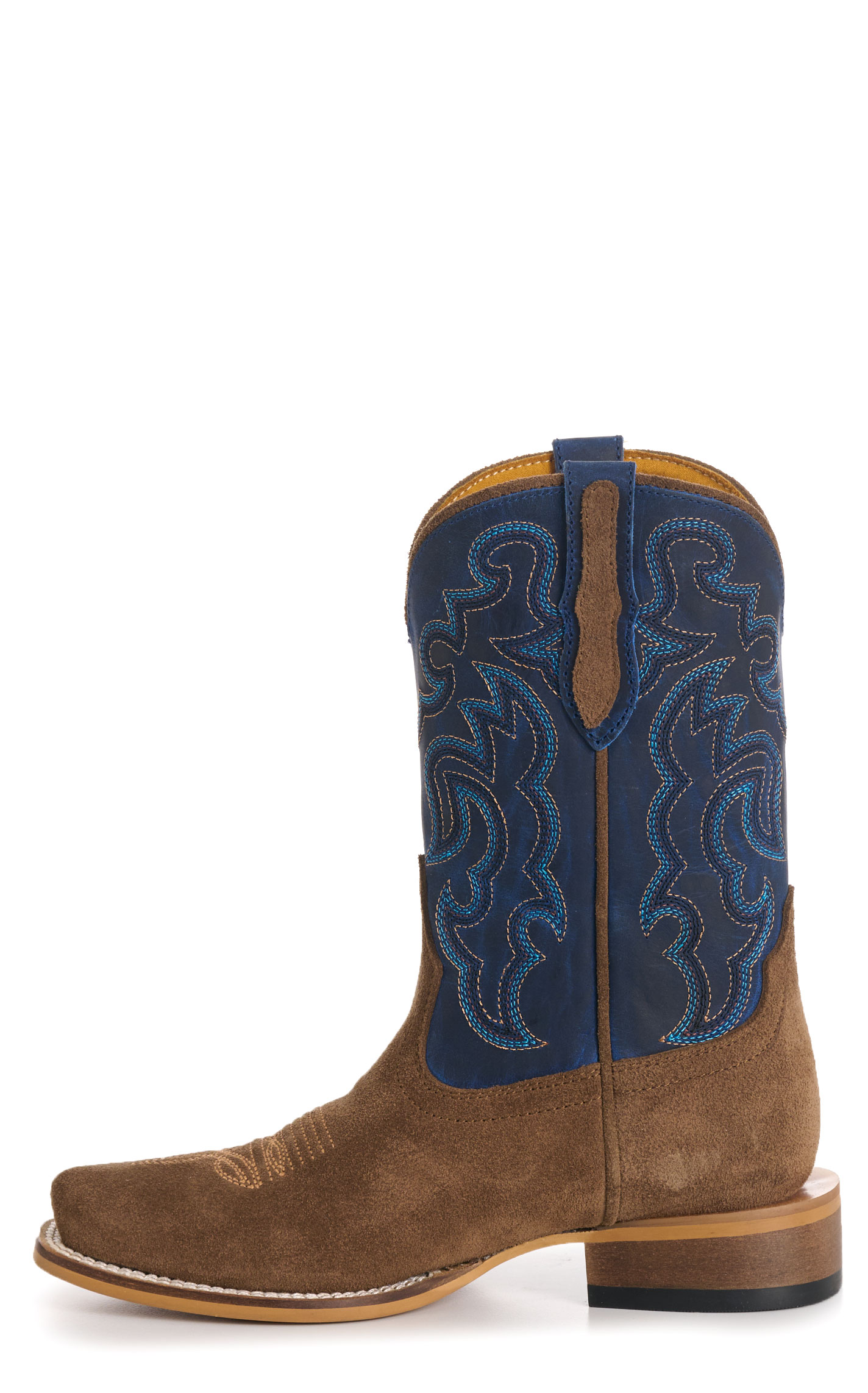 Cavender’s Youth's Blue and Brown Roughout Suede Punchy Toe Cowboy Boots - Image 1