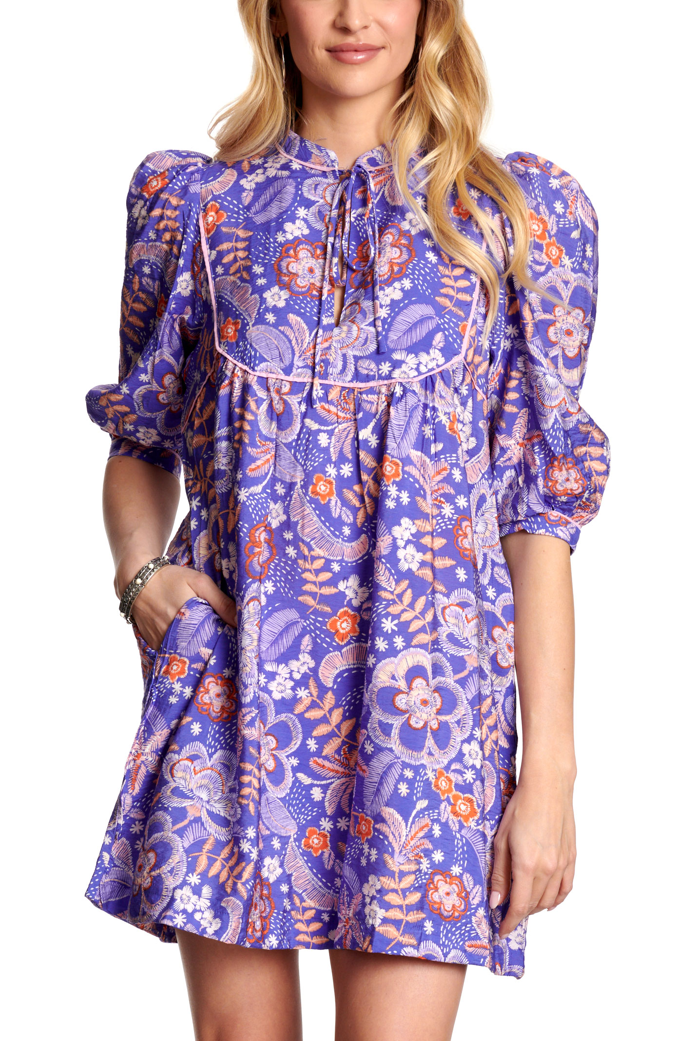 TCEC Women's Purple Paisley Print Dress - Image 1