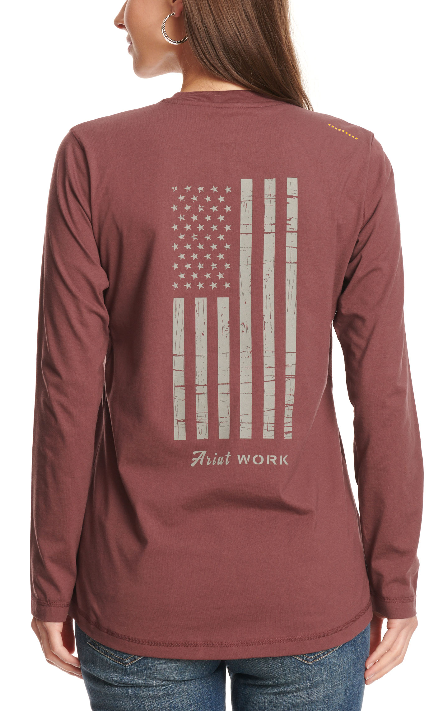 Ariat Rebar Women's Burgundy Reflective Logo Graphic Work T-Shirt - Image 1