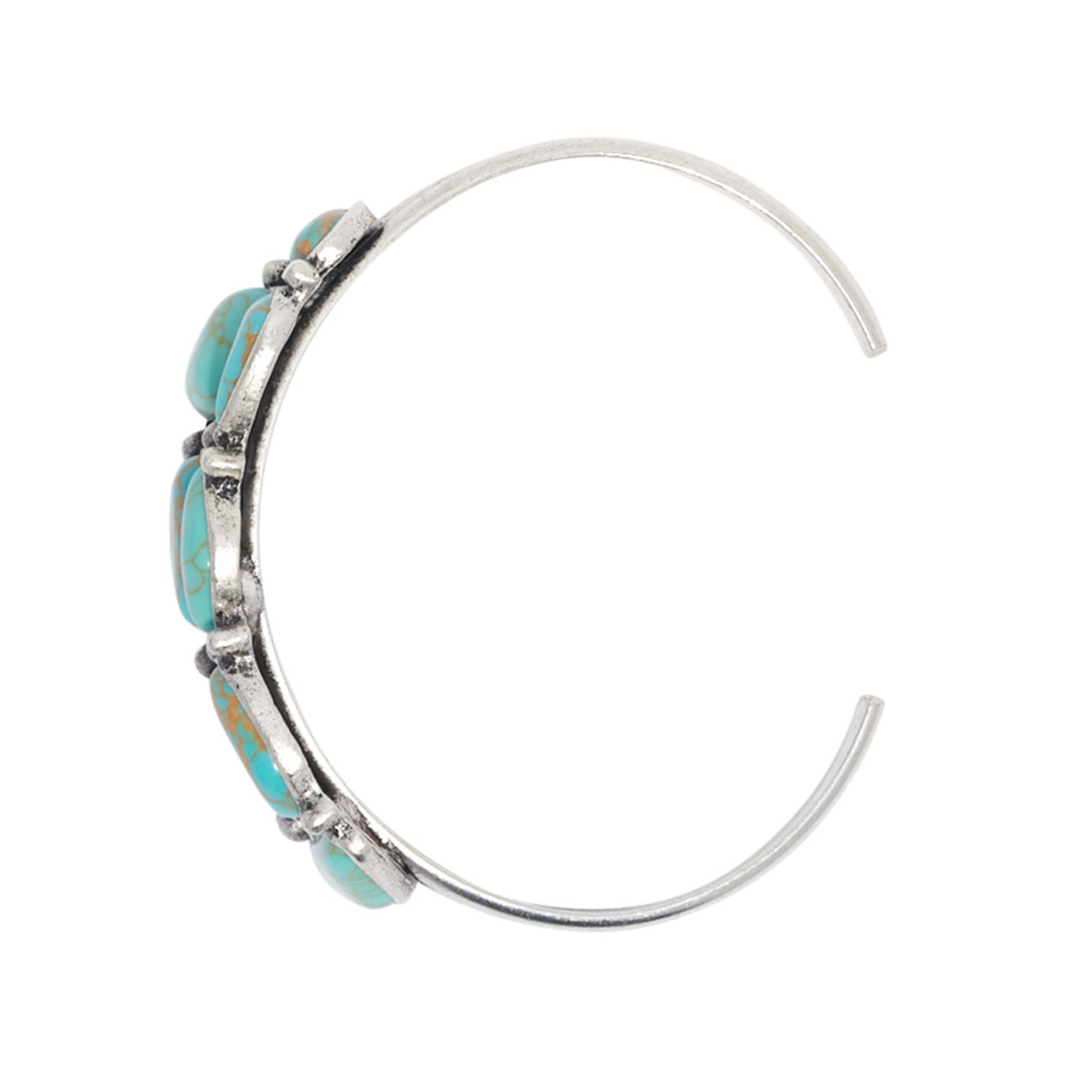 Rockin' C Silver & Turquoise Stacked Stone Cuff Bracelet - Image 1