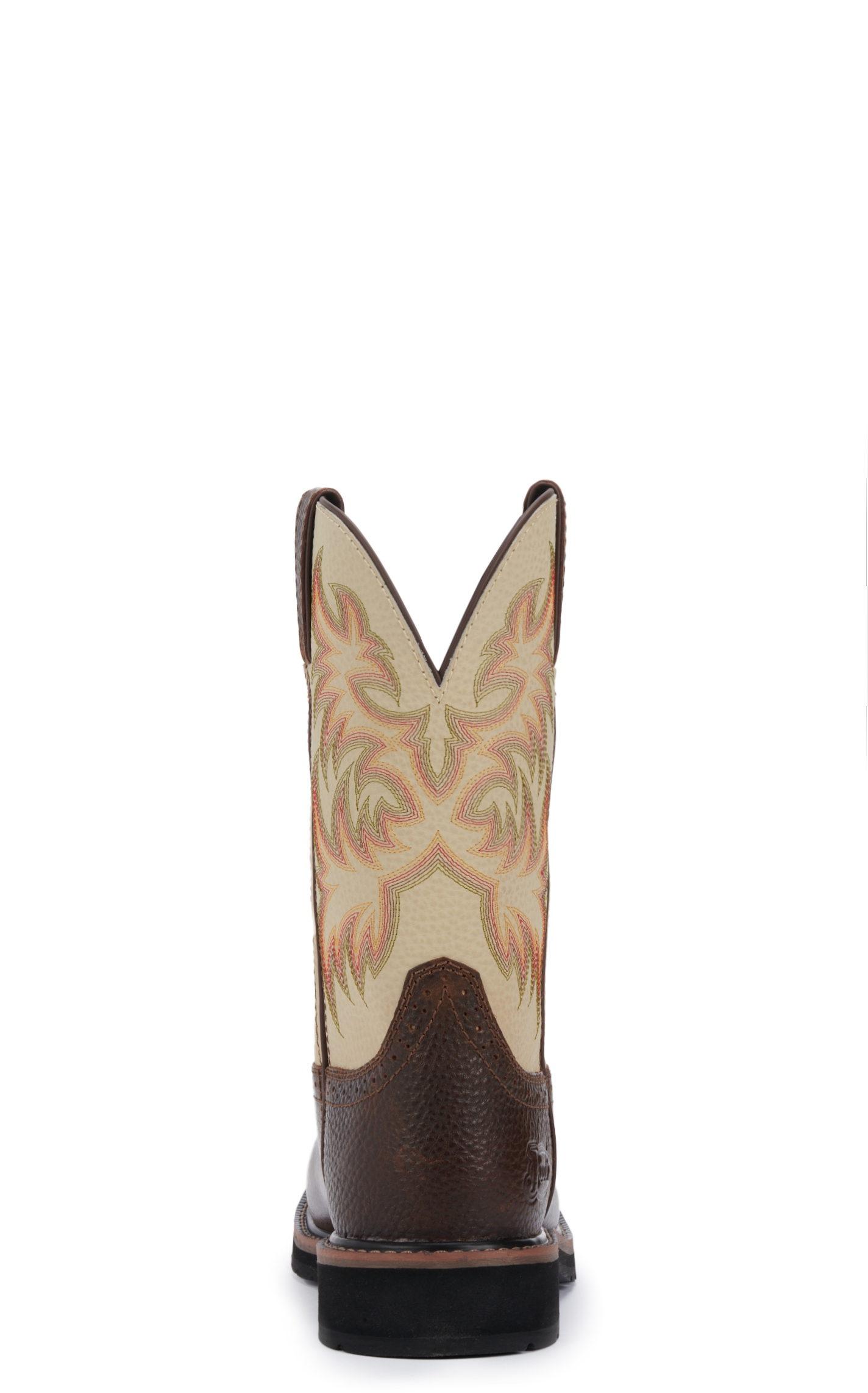 Justin Men's Stampede Driller Copper Brown and Ivory Square Toe Work Boot - Image 1