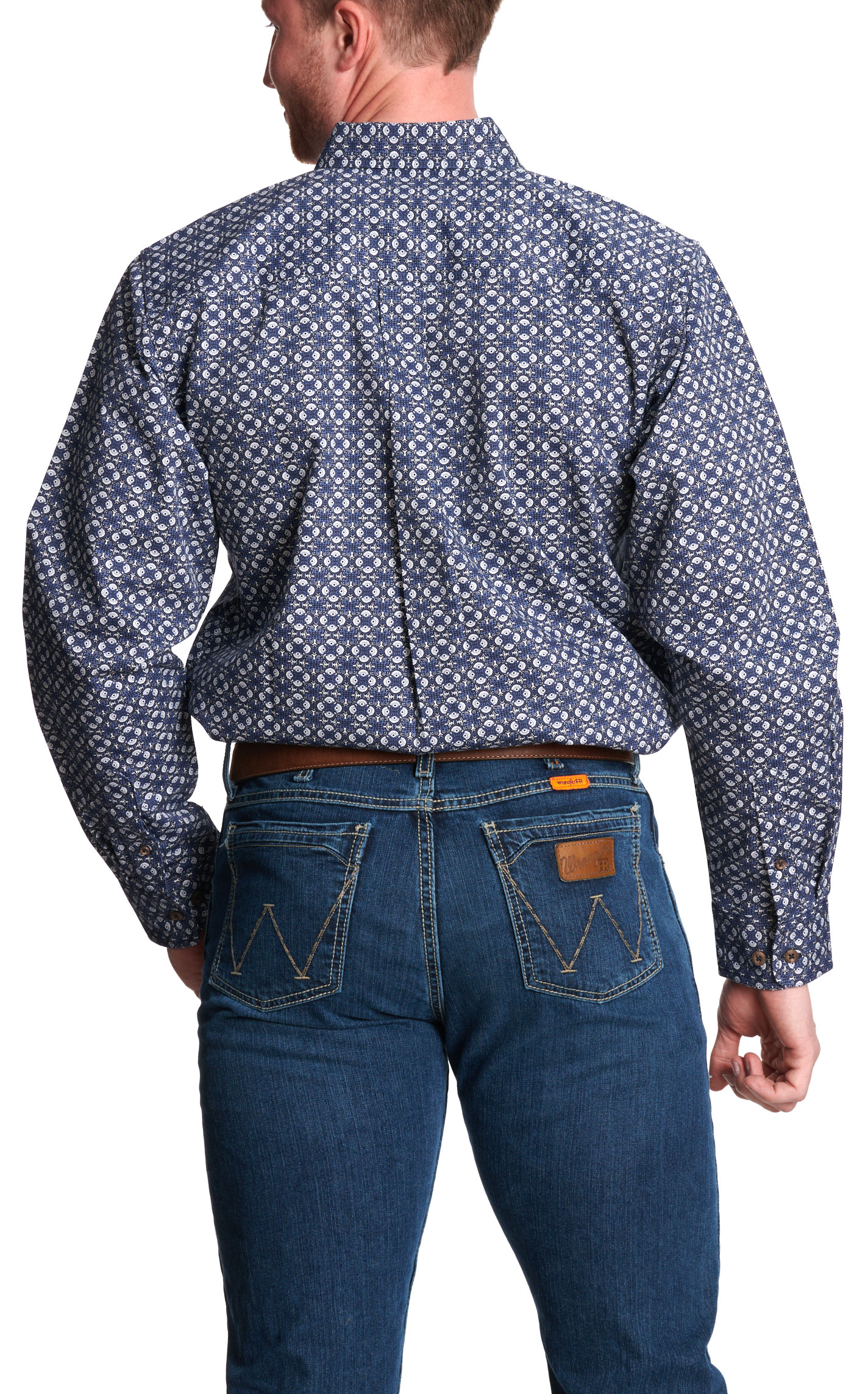 Forge Men's Denim Blue Geo Print FR Work Shirt - Image 1