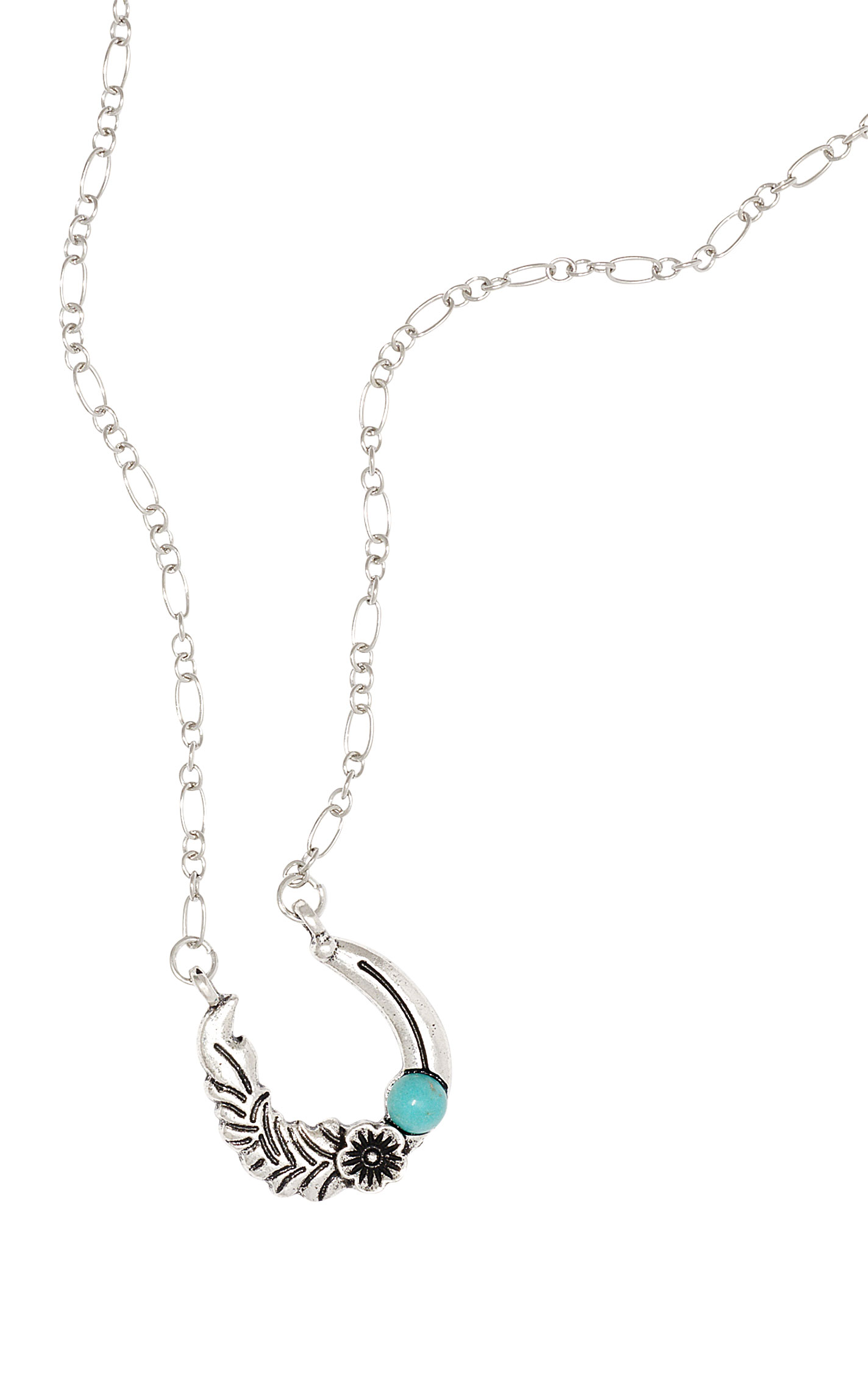 Southern Grace Silver & Turquoise Dainty Horseshoe Necklace - Image 1