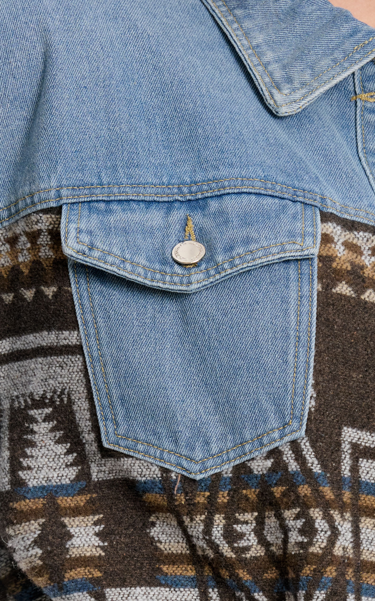 Montana Co. Women's Light Wash Denim & Aztec Blanket Jacket - Image 1