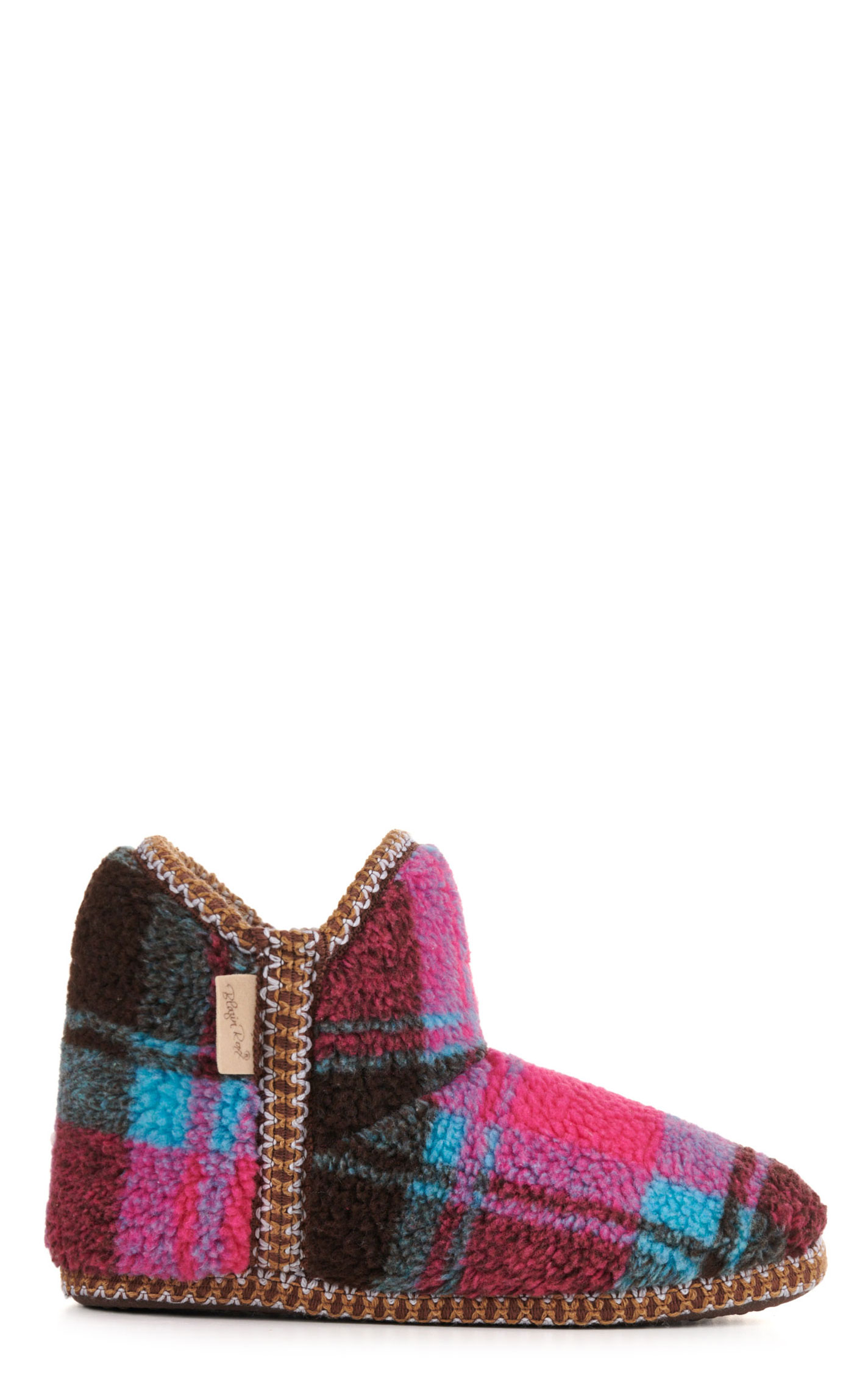 Blazin Roxx Women's Courtney Pink and Turquoise Plaid Bootie Slipper - Image 1
