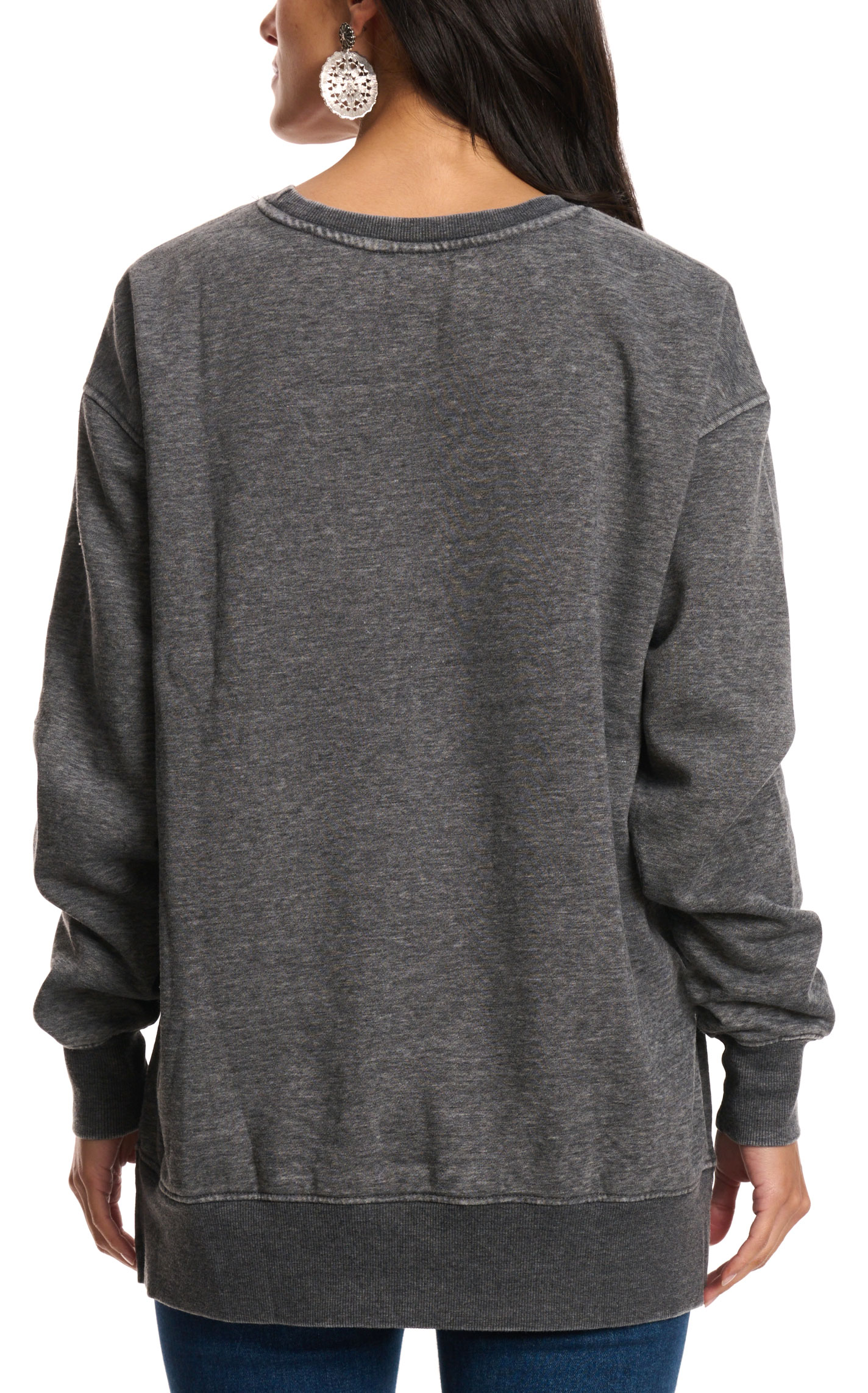 Jadelynn Brooke Women's Charcoal Holly Jolly Burnout Pullover - Image 1