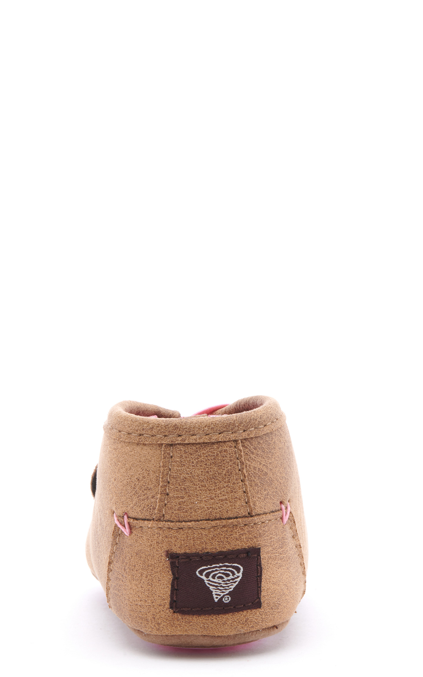 Twister Infant Lauren Baby Bucker Brown and Pink Glitter Woven Moc Shoes - Image 1