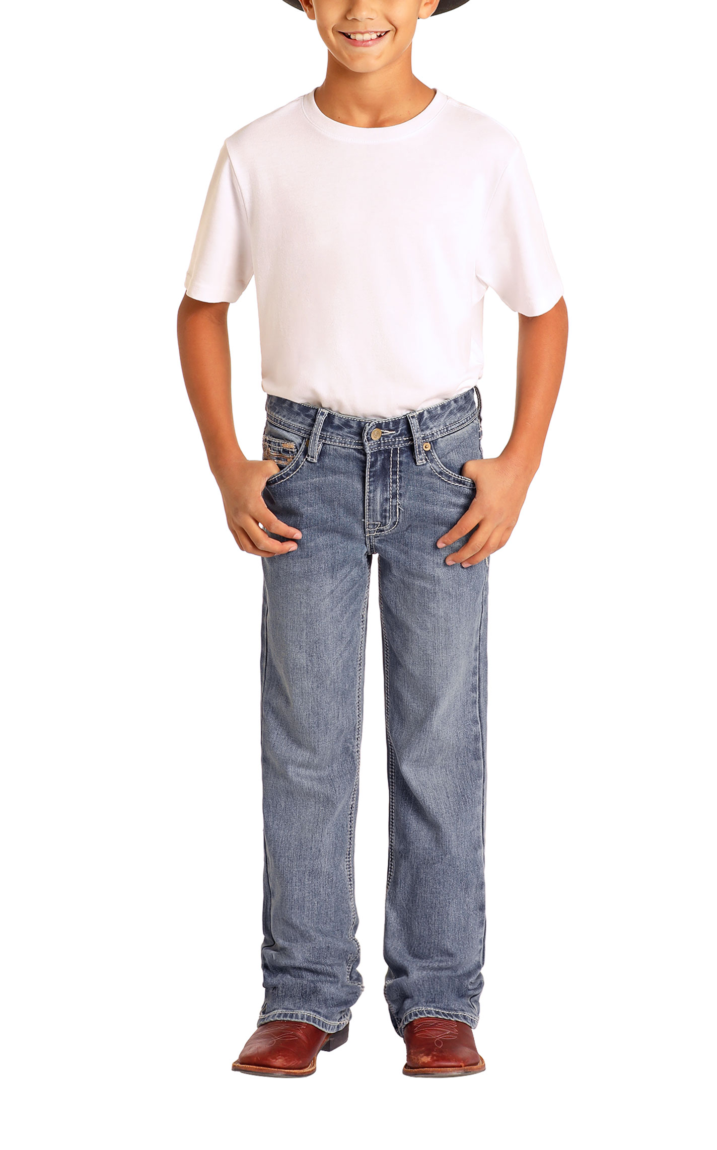 Rock & Roll Denim Boy's BB Gun Medium Wash Boot Cut Jeans - Image 1