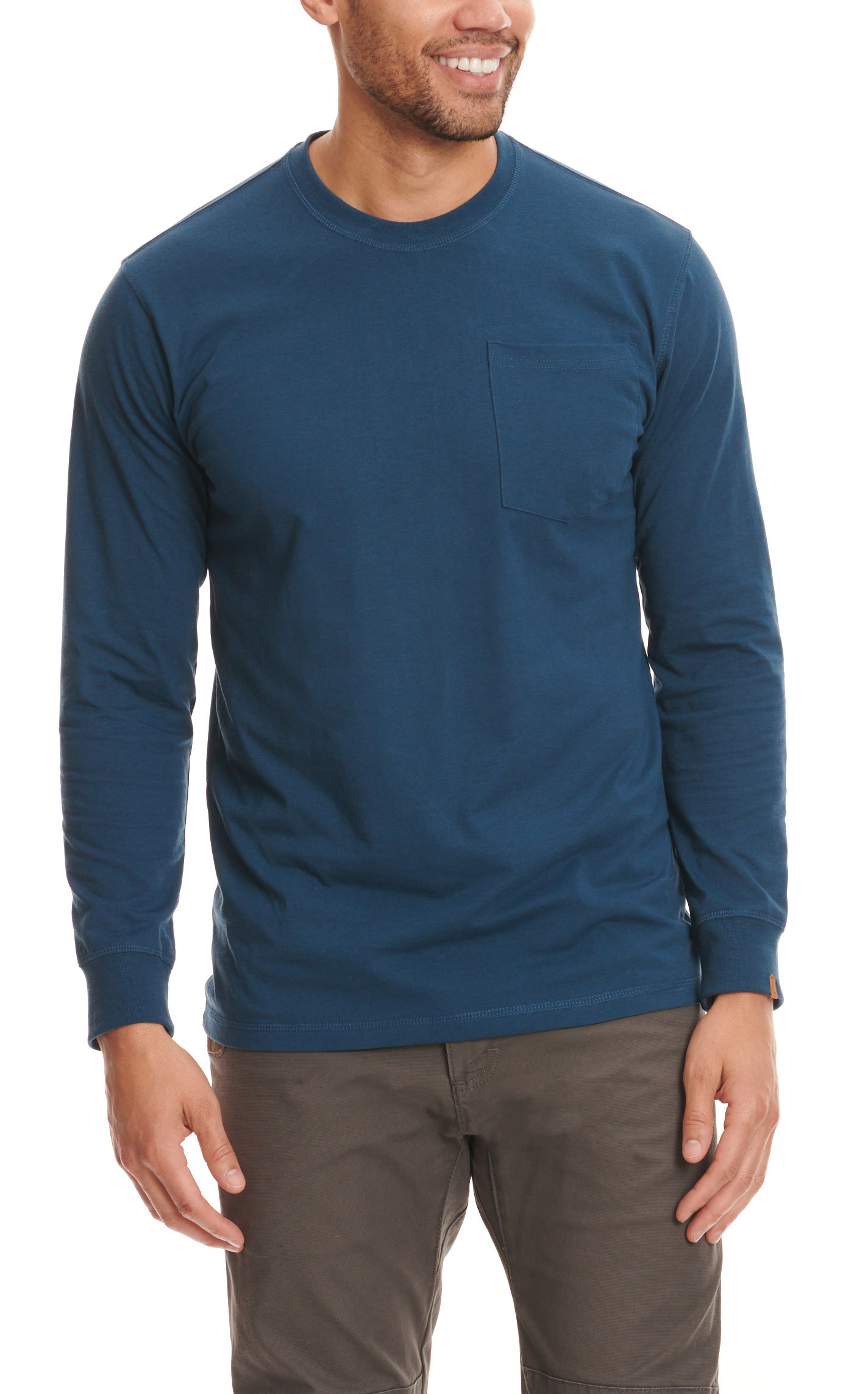 RIGGS by Wrangler Men's Aegean Blue Long Sleeve Work Performance T-Shirt - Big & Tall Sizes - Image 1