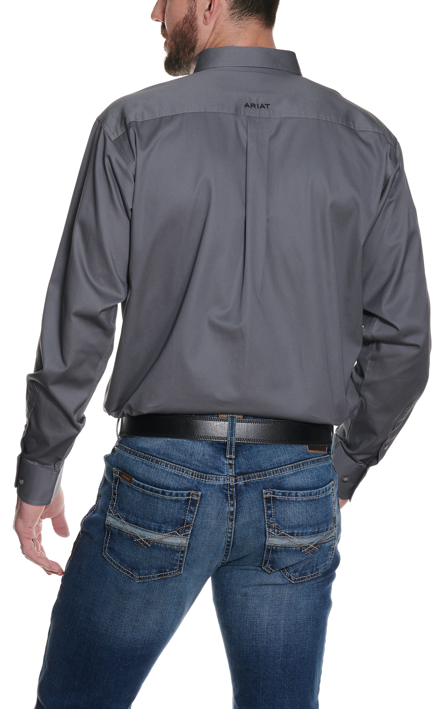 Ariat Men's Team Logo Cement Gray Western Shirt - Image 1