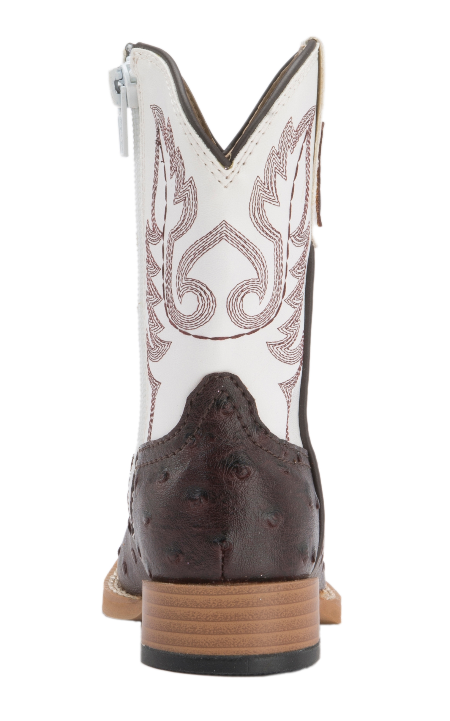Roper Toddler Chocolate Ostrich Print with White Square Toe Cowboy Boots - Image 1