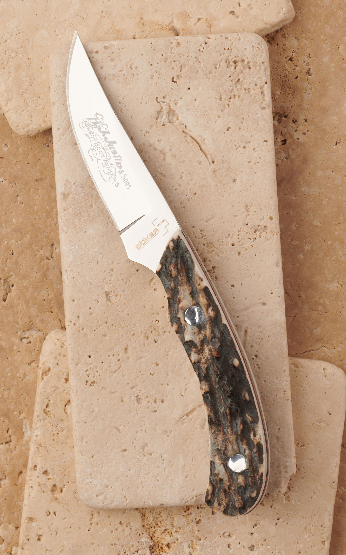 Boker Plus Stag Cross Draw Knife and Sheath - Image 1