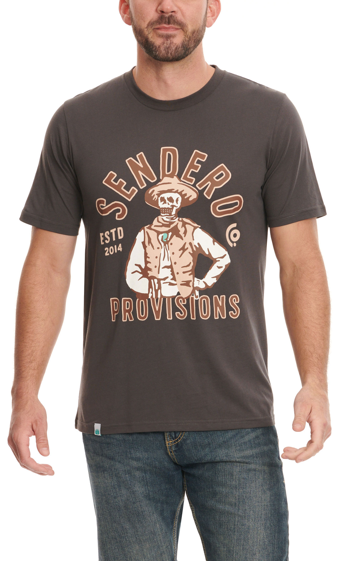 Sendero Provisions Co. Men's Dark Charcoal Gray El Bolo Logo Graphic Short Sleeve T-Shirt - Image 1