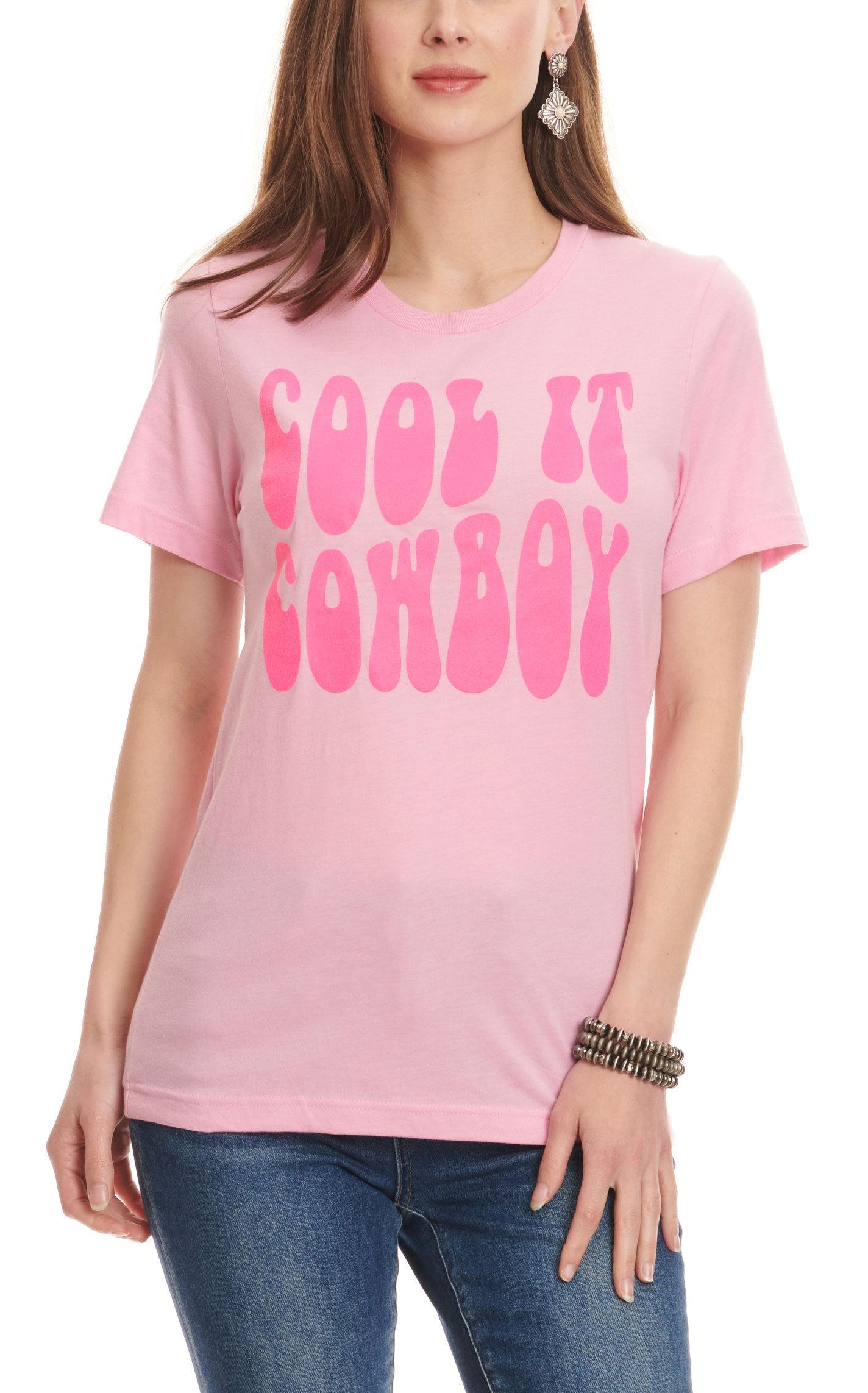 Lulu Mac Women's Bubblegum Pink Cool It Cowboy Graphic Short Sleeve T-Shirt - Image 1