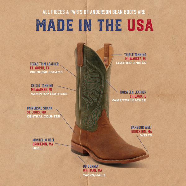 Anderson Bean Men's Havana Boar Rust and Moss Maddog Wide Square Toe Cowboy Boot - Image 1