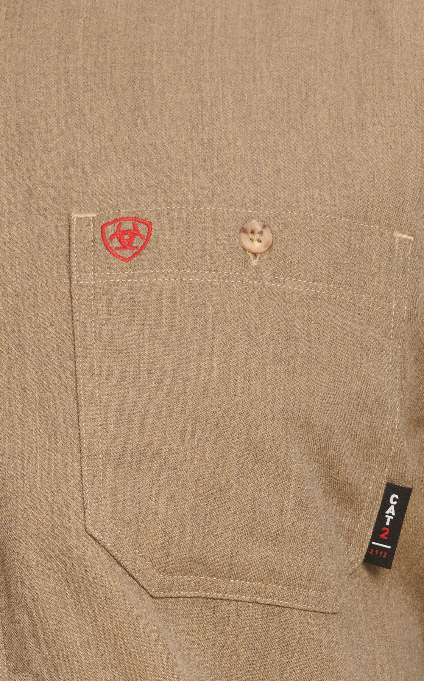 Ariat Men's Air Inherent Khaki Heather Sand CAT 2 FR Work Shirt - Image 1