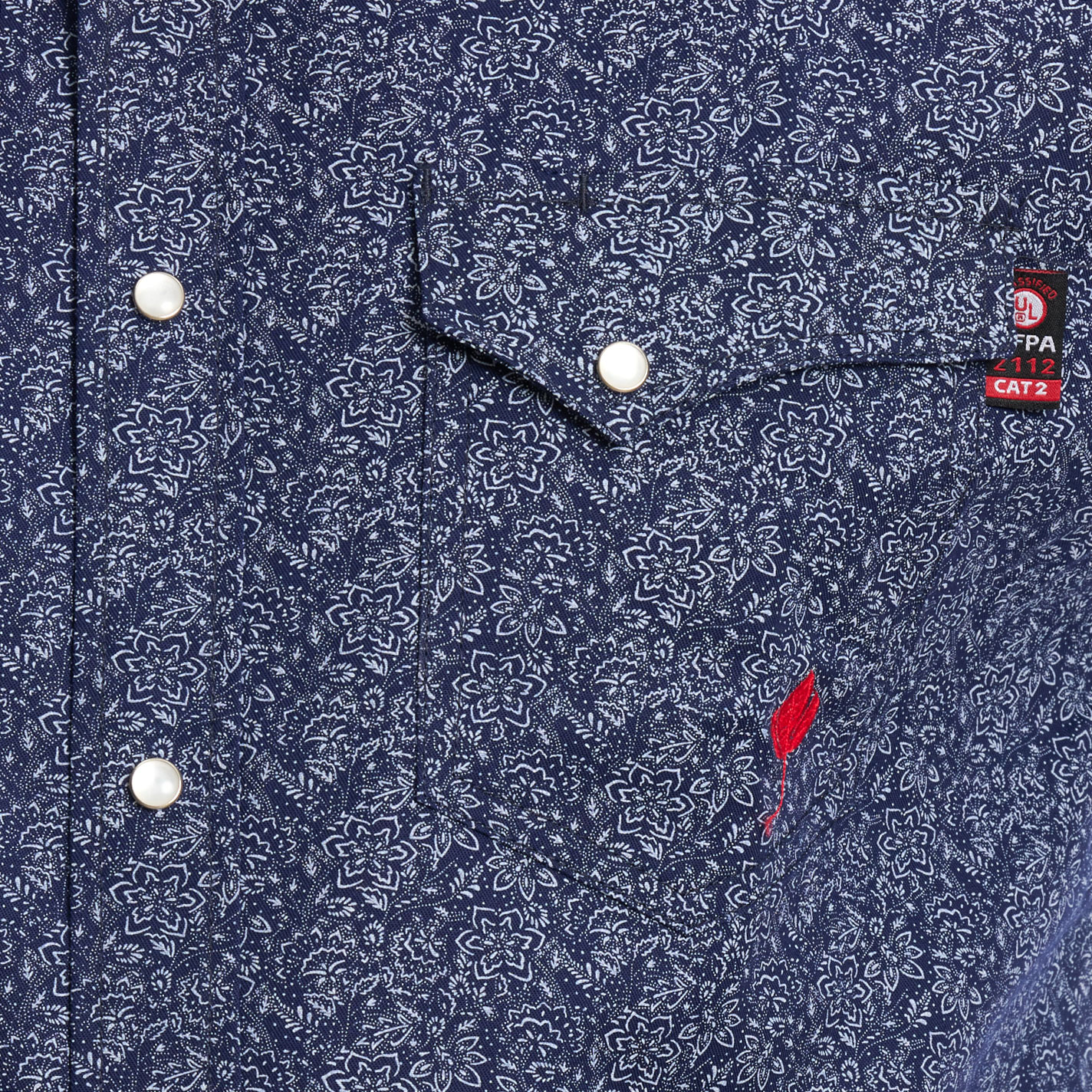 Forge Men's Navy & White Floral Print FR Work Shirt - Image 1