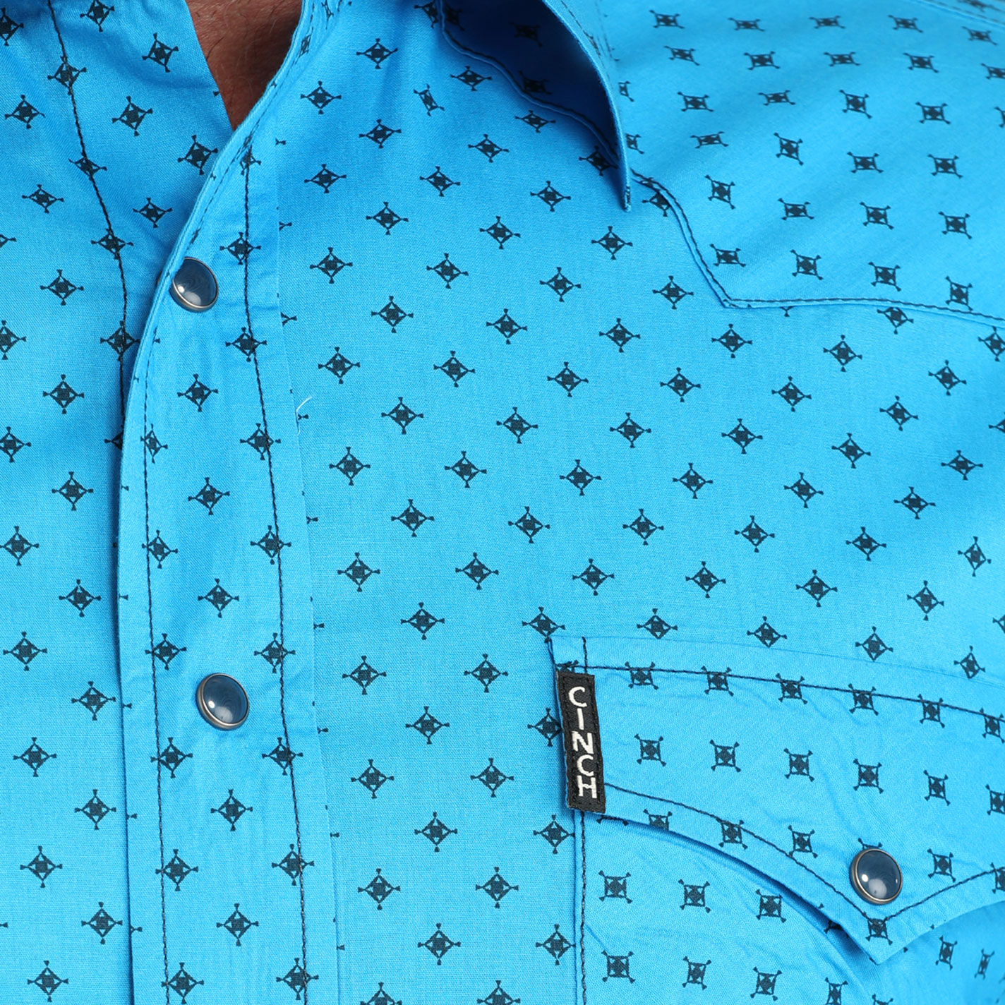 Cinch Men's Blue & Black Geo Print Western Shirt - Image 1