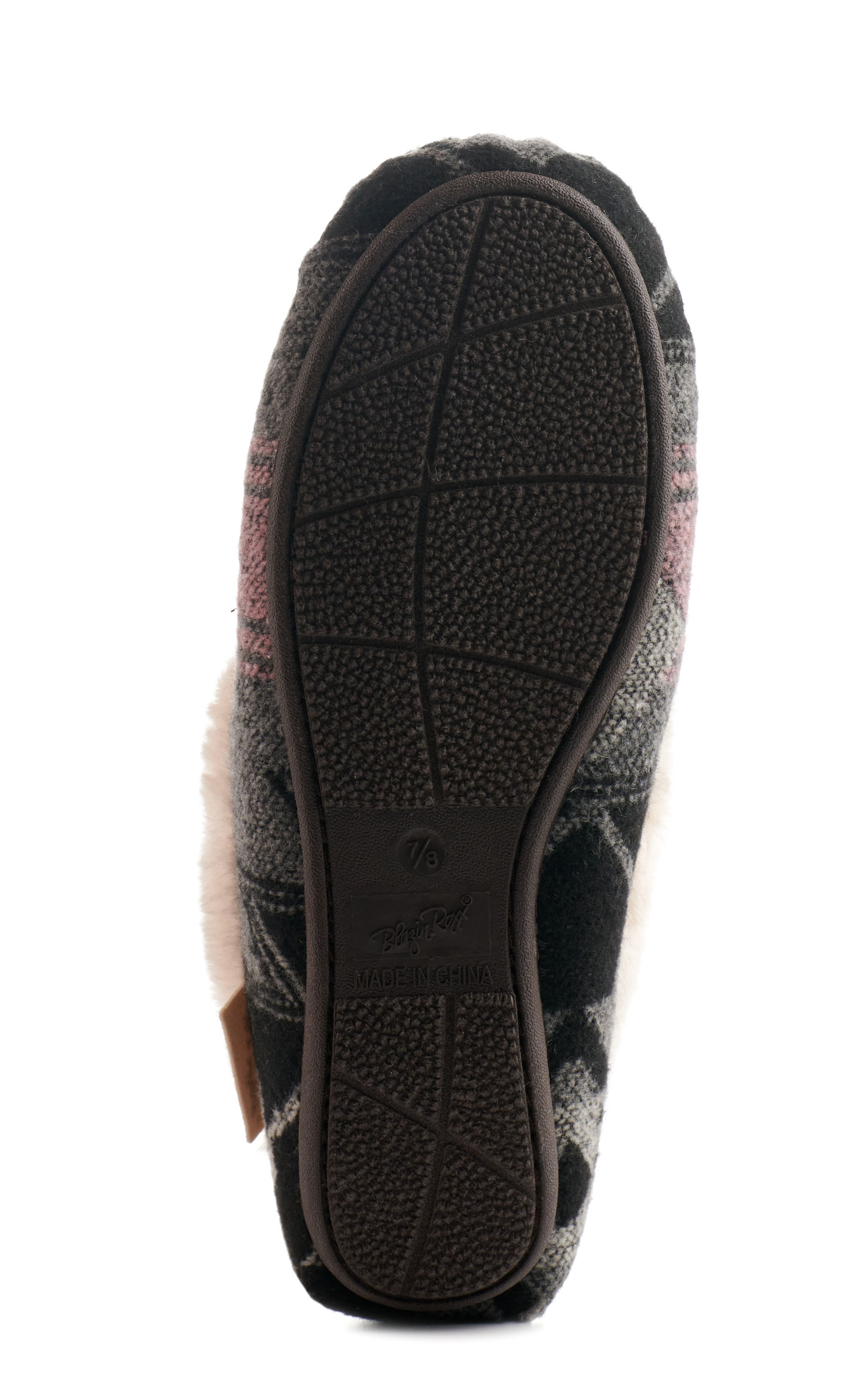 Blazin Roxx Women's Hallie Gray & Pink Blanket Print Moccasin Slippers - Image 1
