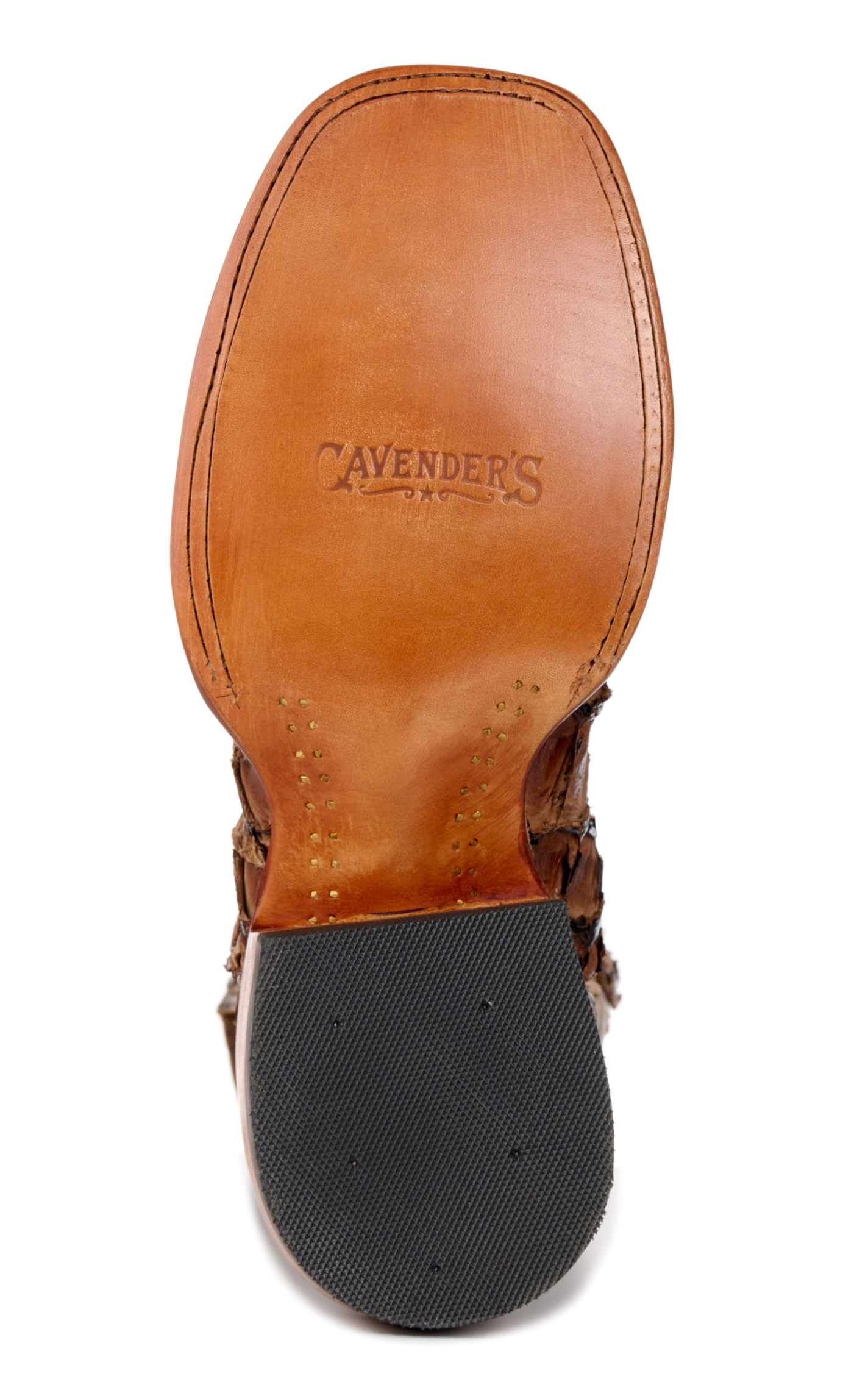 Cavender's Men's Mahogany Pirarucu & Brown Wide Square Toe Cowboy Boots - Image 1