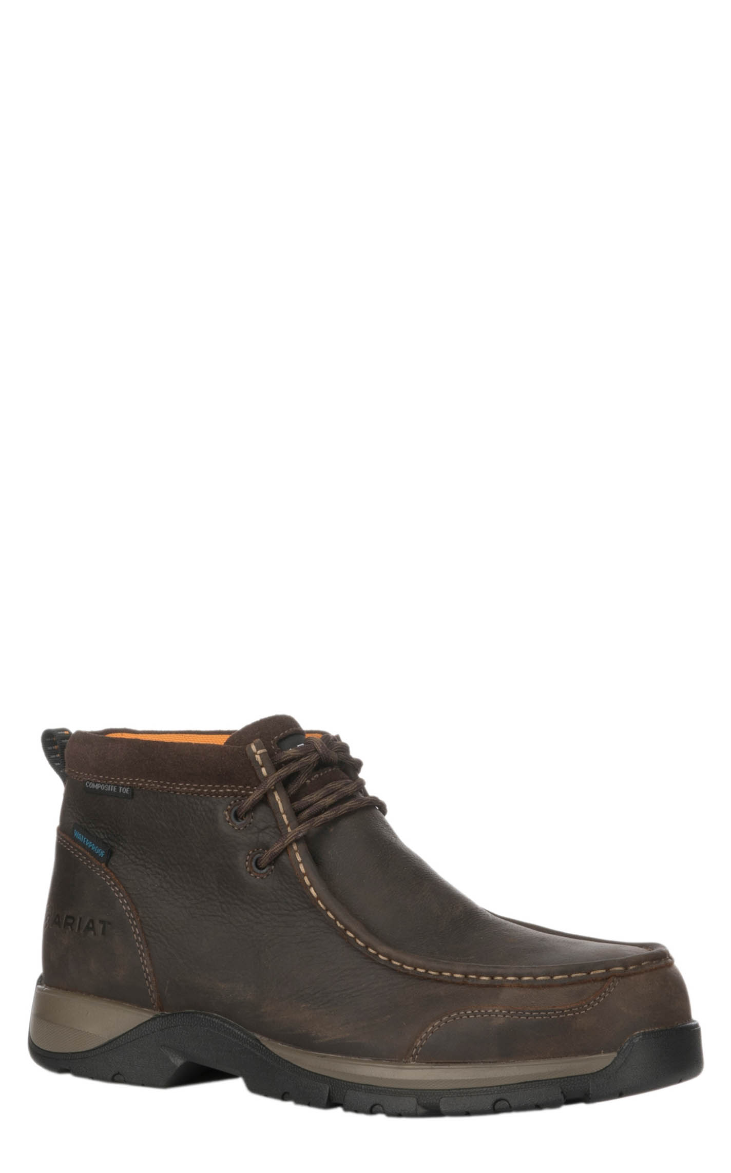 Ariat Men's Edge LTE Dark Brown Waterproof Bantamweight Moc Round Composite Toe Lace Up Work Boot - Image 1