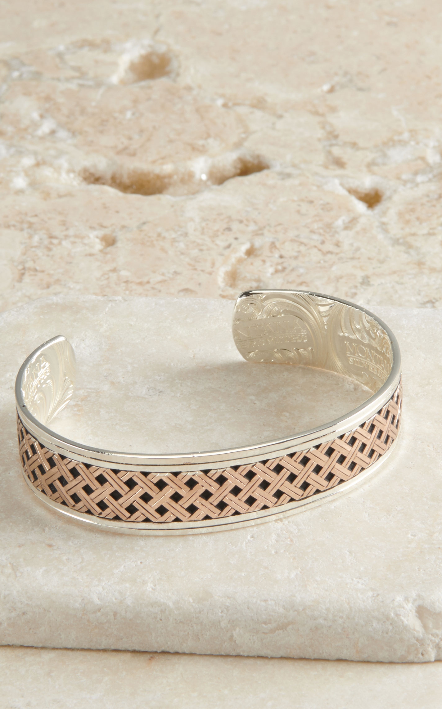 Montana Silversmiths Classic Legacy Weave Crossing Paths Cuff Bracelet - Image 1